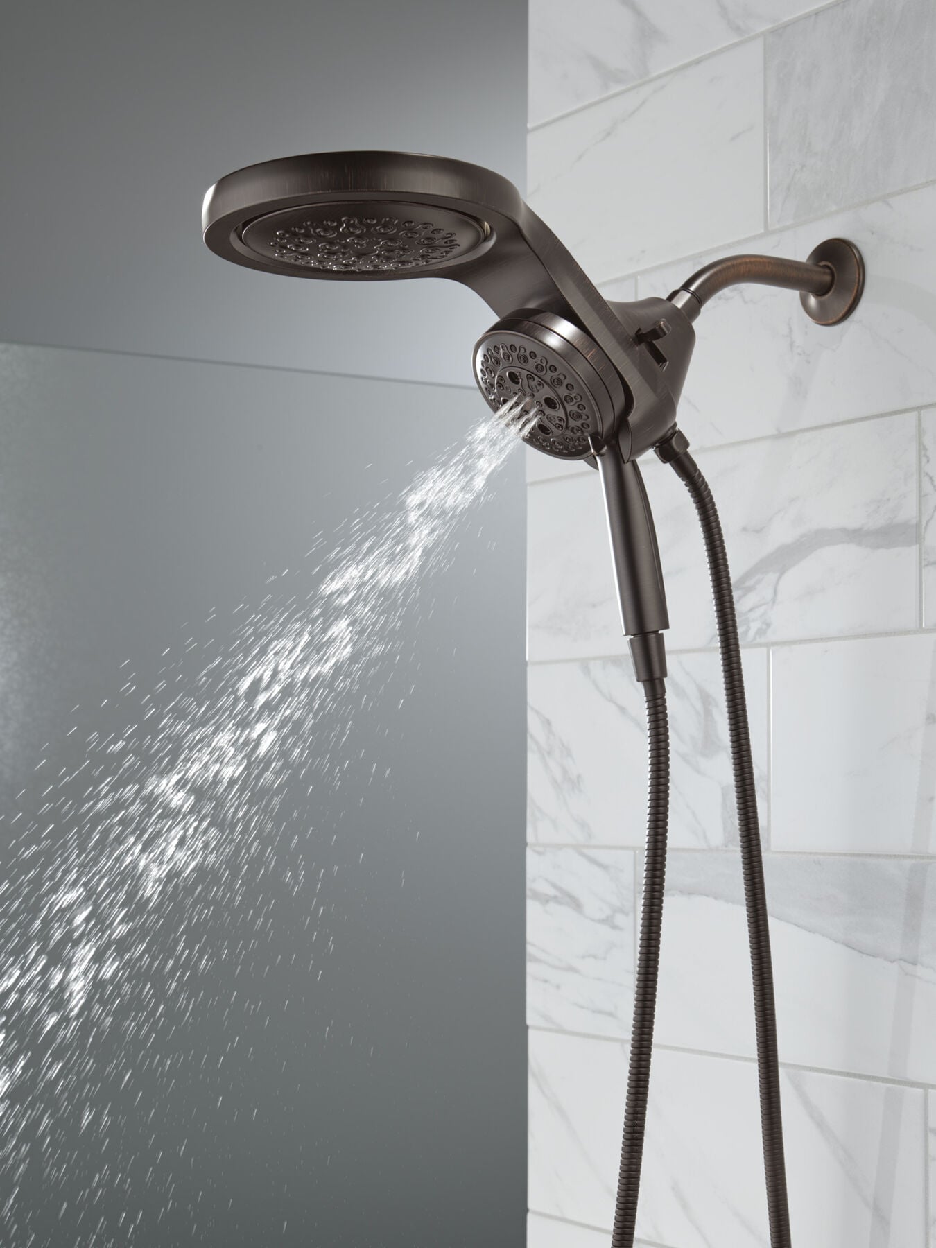 HydroRain&reg; H2Okinetic&reg; 5-Setting Two-in-One Shower Head (Recertified)