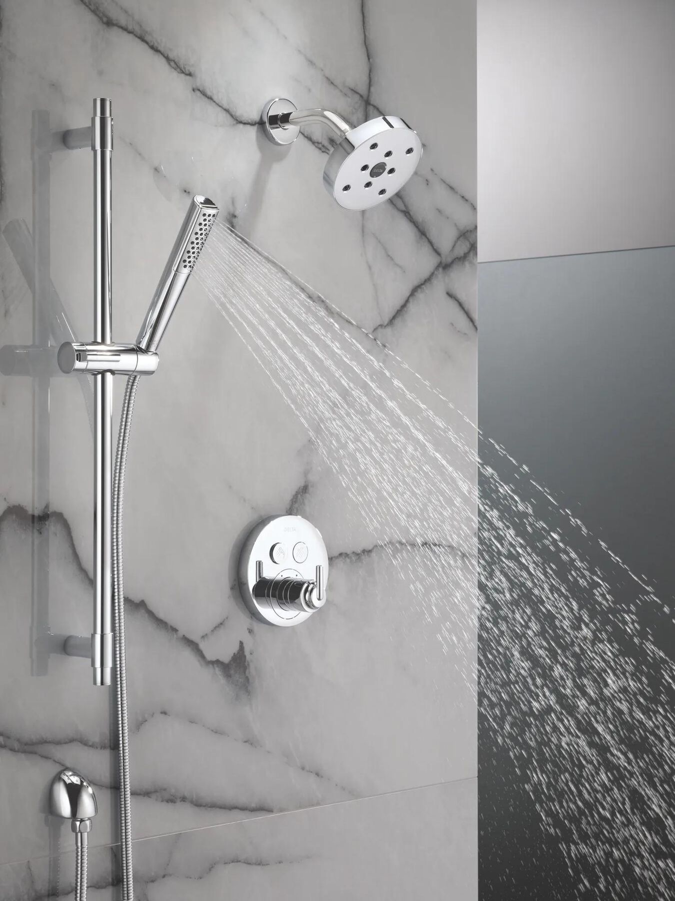 Round Contemporary Push-Button Shower