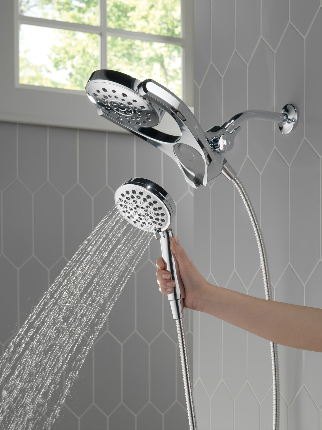 HydroRain&reg; 4-Setting Two-in-One Shower Head