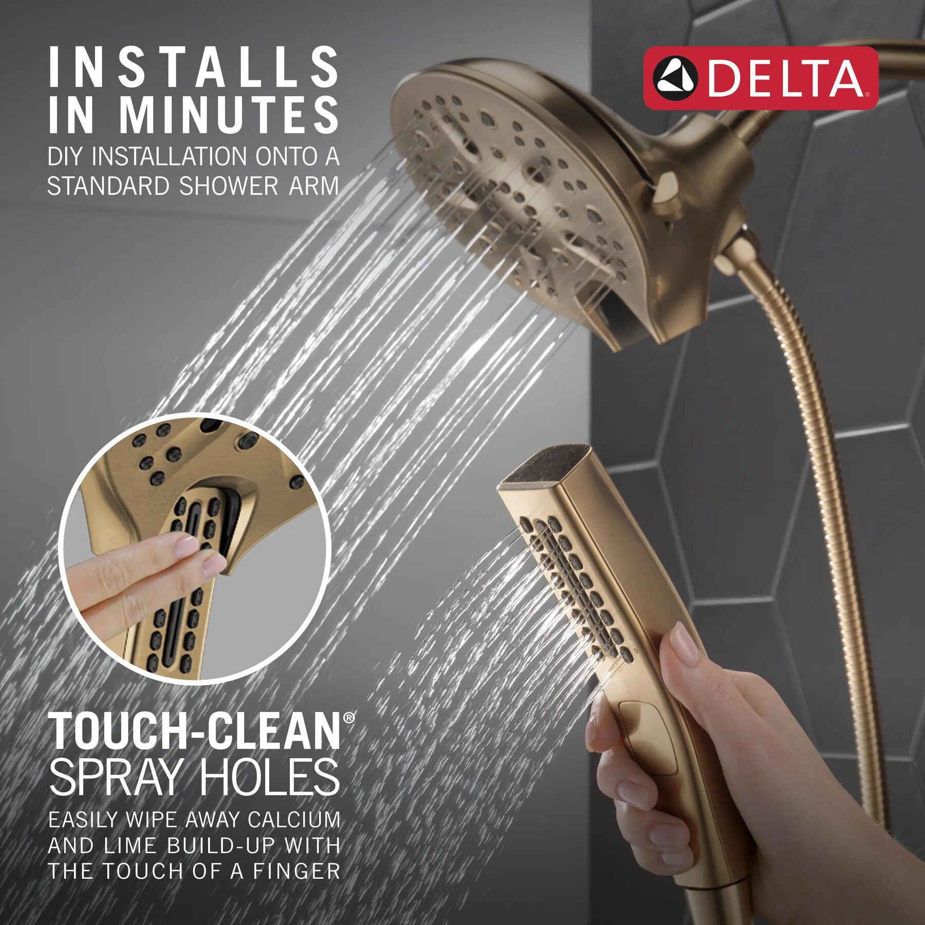 In2ition&reg; H<sub>2</sub>Okinetic&reg; 5-Setting Two-in-One Shower