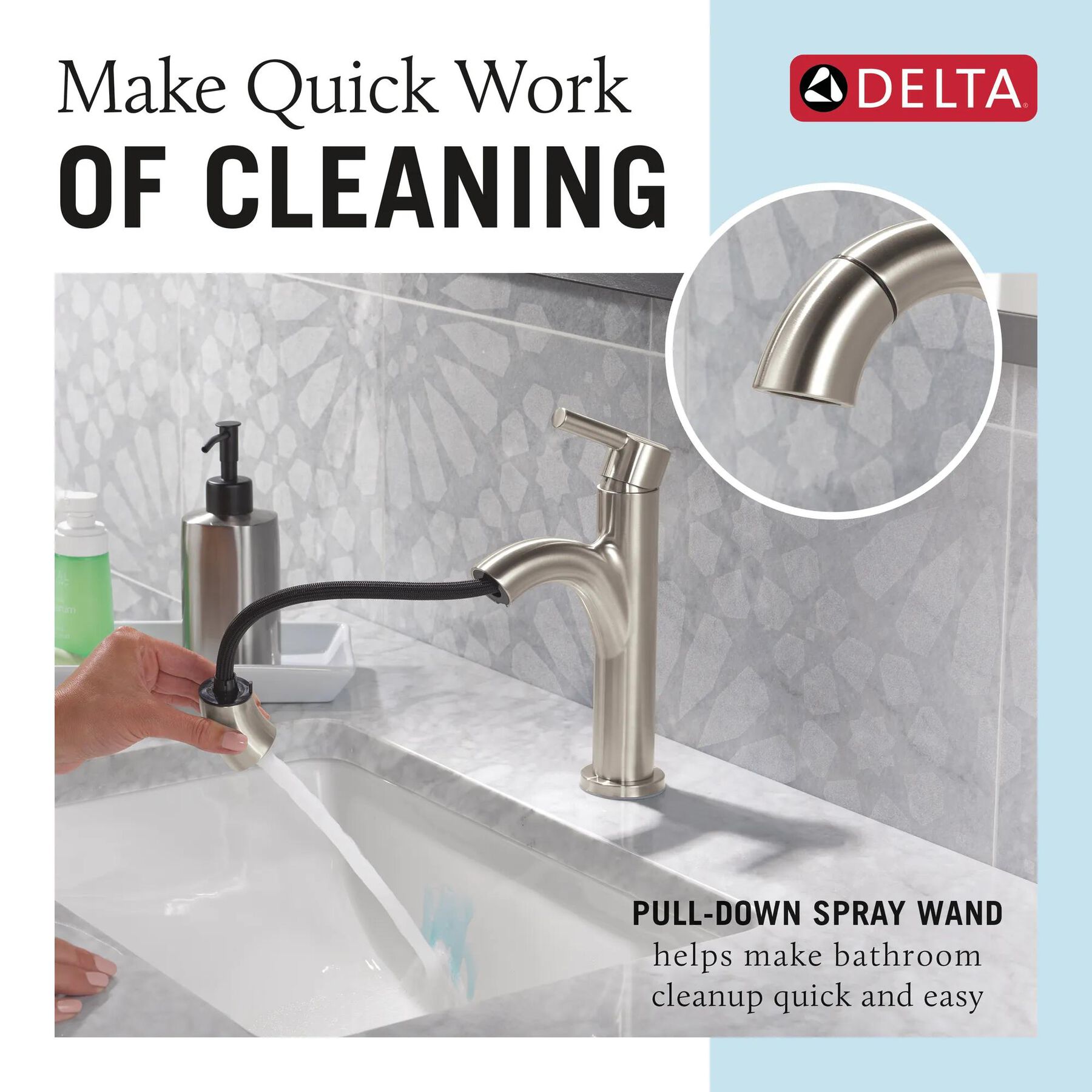 Single Handle Pull-Down Bathroom Faucet