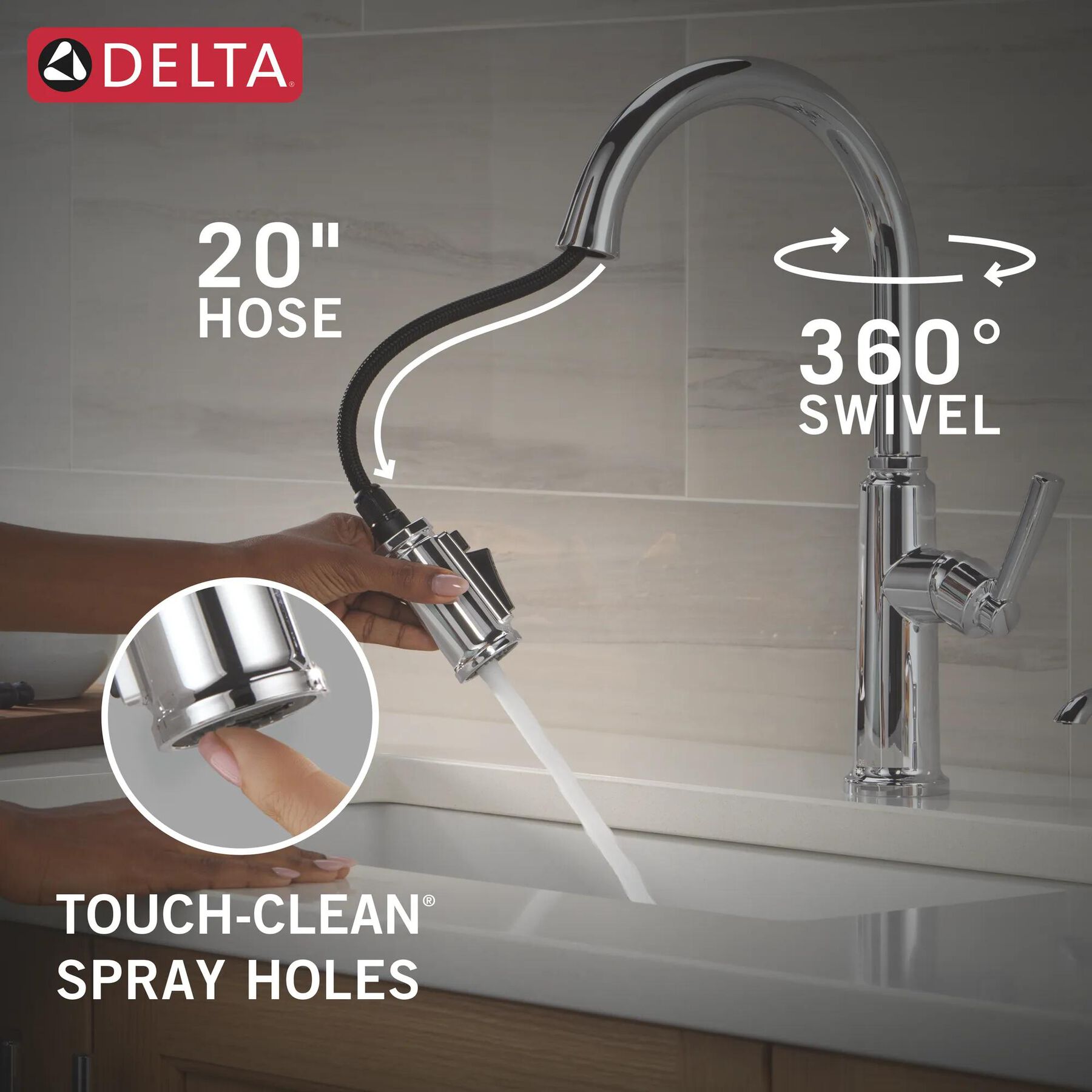 Single Handle Kitchen Pull-Down Faucet w/ Soap Dispenser