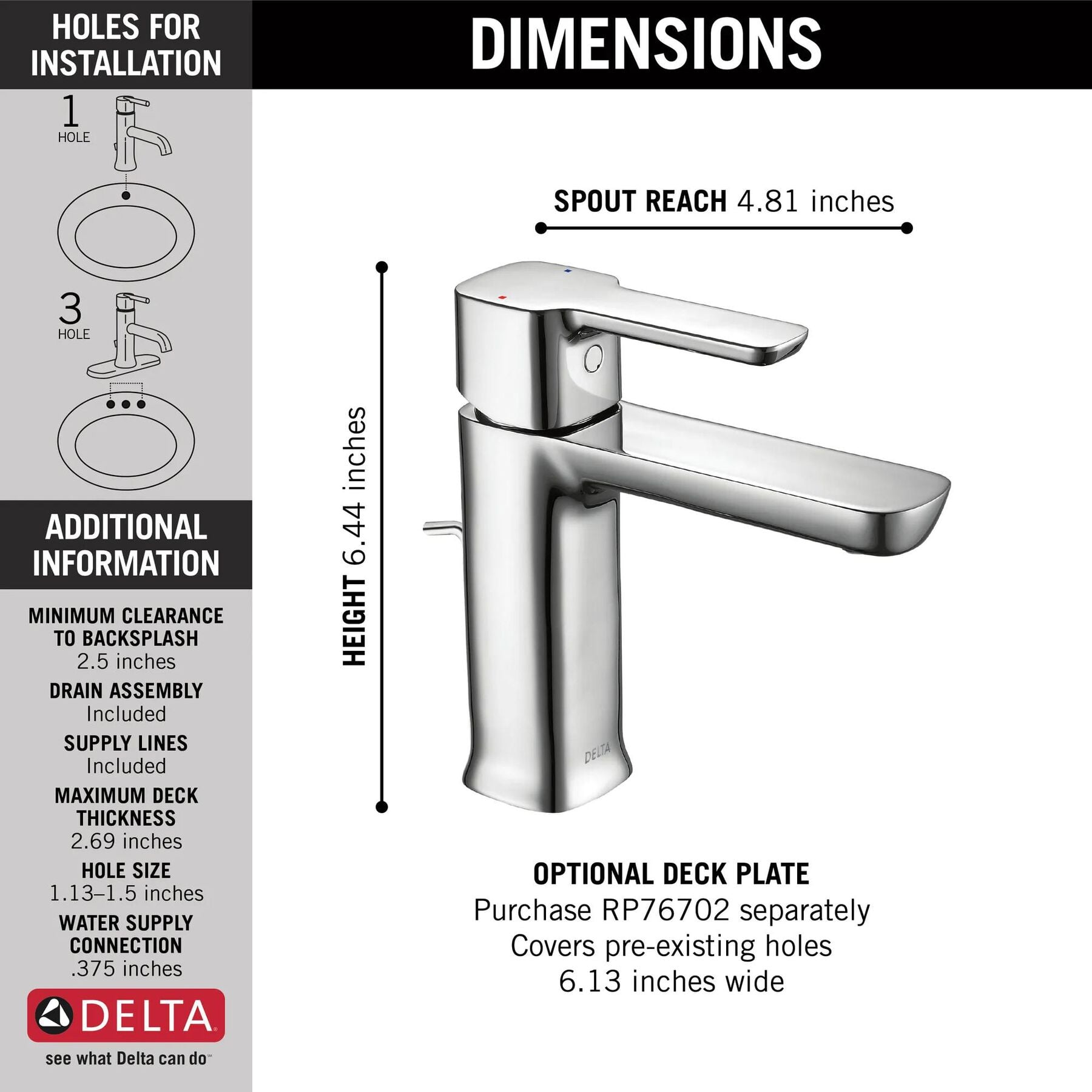 Single Handle Bathroom Faucet (Recertified)