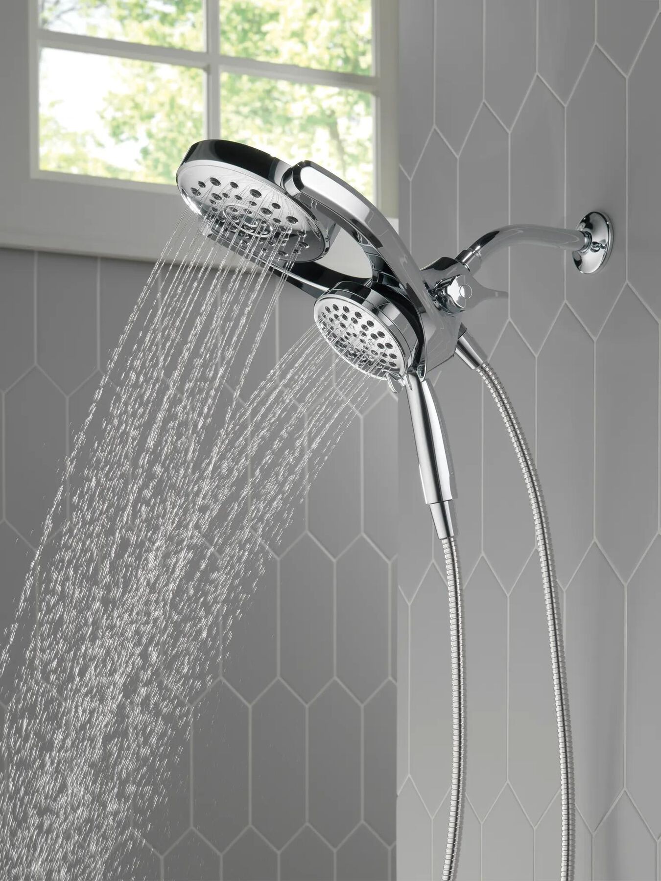 HydroRain&reg; 4-Setting Two-in-One Shower Head (Recertified)