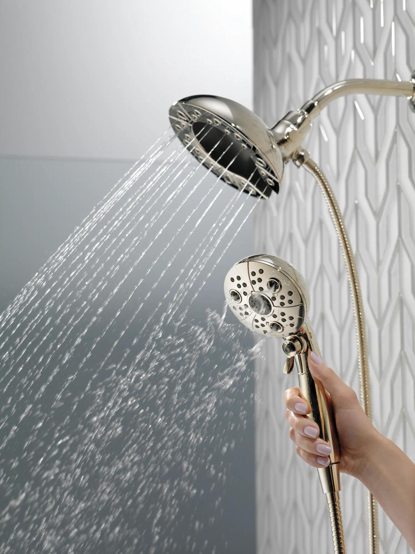 H<sub>2</sub>Okinetic&reg; In2ition&reg; 5-Setting Two-in-One Shower