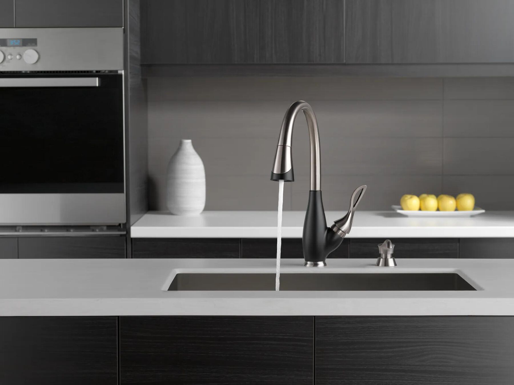 Single Handle Pull-Down Kitchen Faucet with Soap Dispenser
