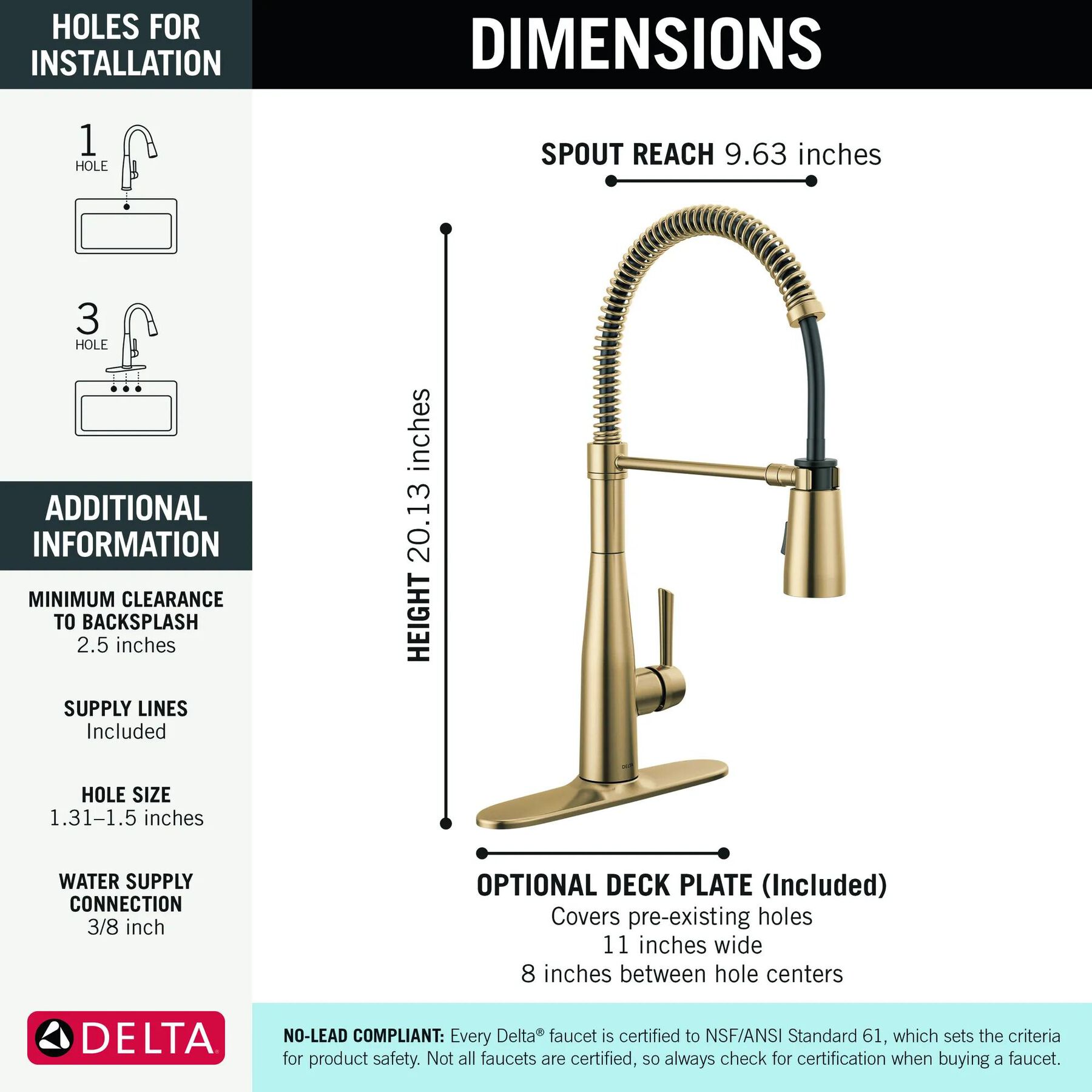 Single-Handle Pull-Down Spring Kitchen Faucet (Recertified)