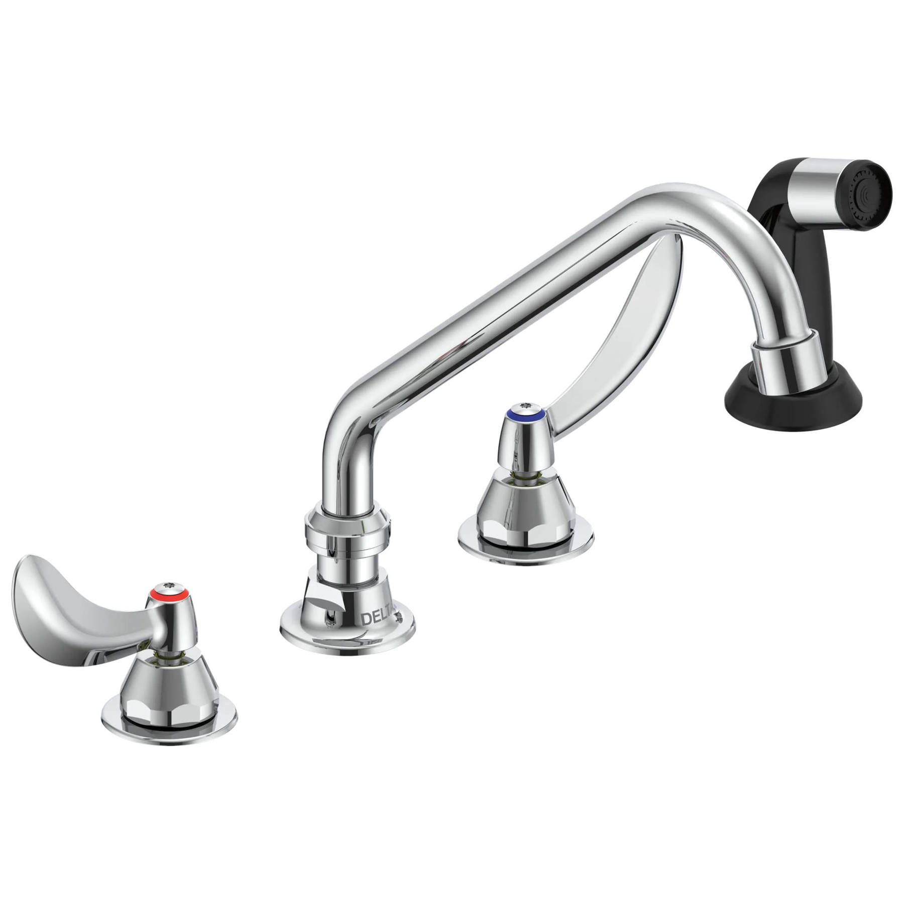 Two Handle 8 In Below Deck-Mount Faucet with Hose and Spray