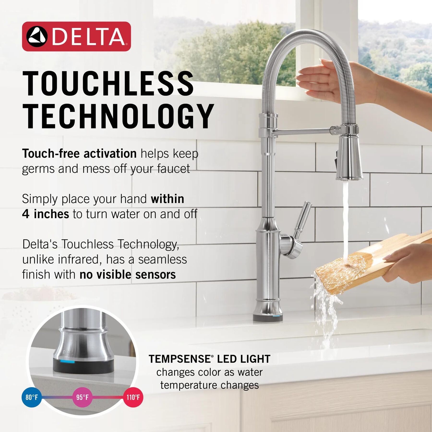 Touch2O&reg; Technology Kitchen Faucet with Touchless Technology
