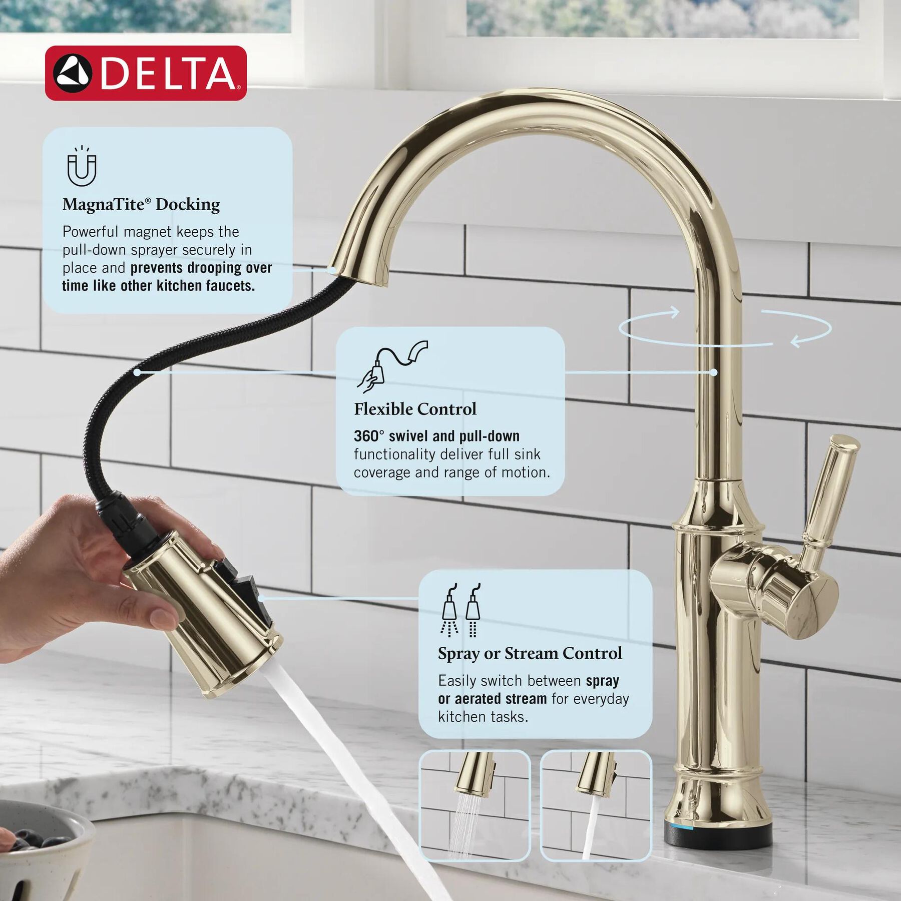 Touch<sub>2</sub>O&reg; Technology Kitchen Faucet with Touchless Technology