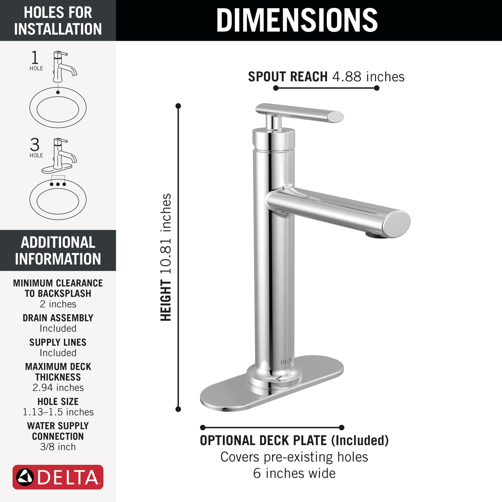 Single Handle Bathroom Faucet in Chrome 5442-MPU-DST | Delta Faucet