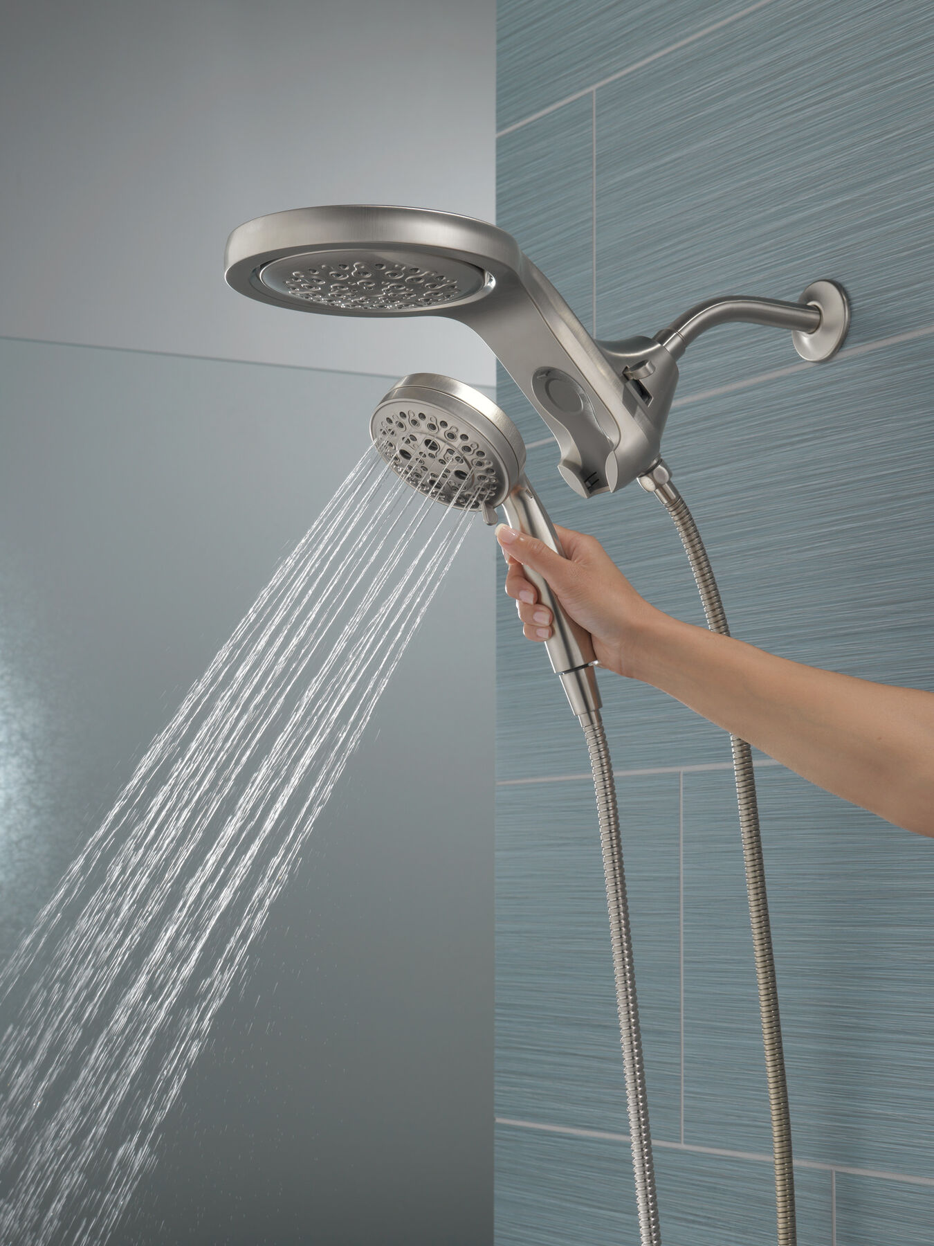 HydroRain&reg; H<sub>2</sub>Okinetic&reg; 5-Setting Two-in-One Shower Head