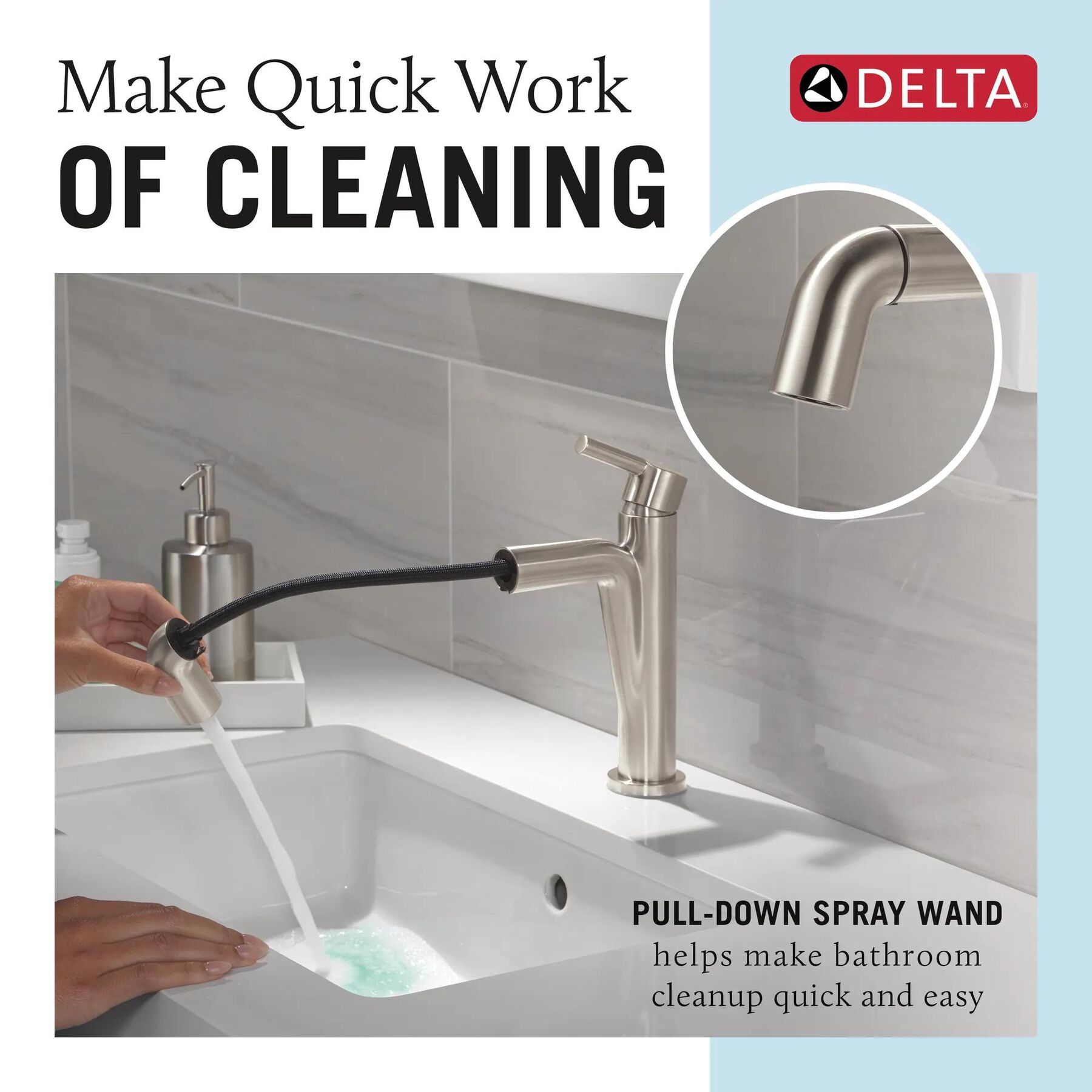 Single Handle Pull-Down Bathroom Faucet