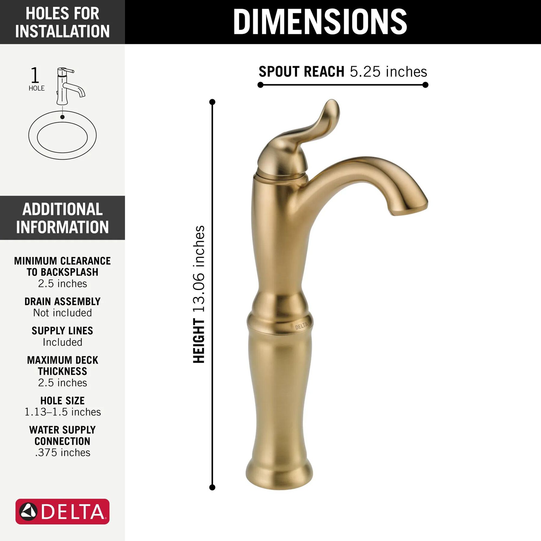 Single Handle Vessel Bathroom Faucet