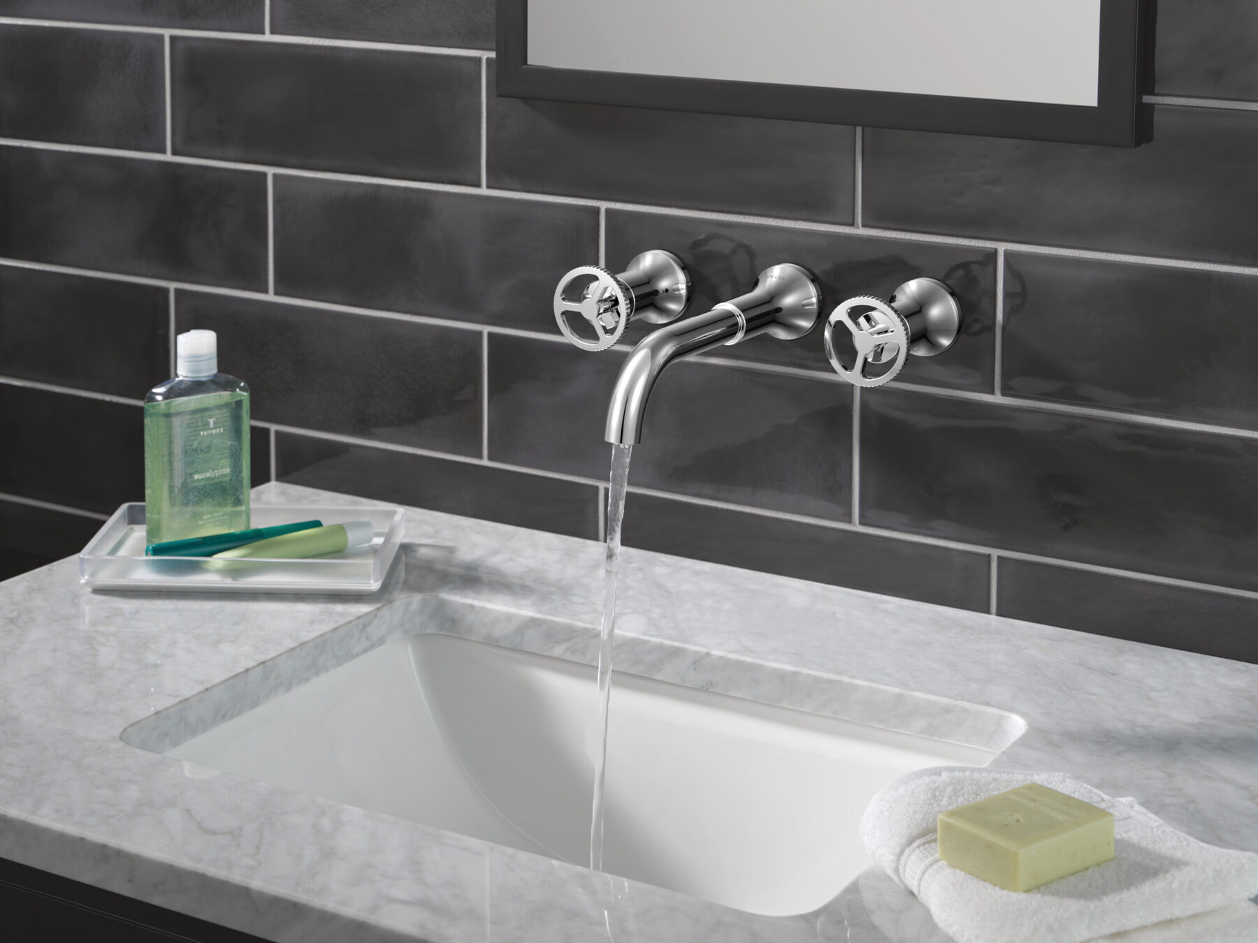 Two Handle Wall Mount Bathroom Faucet