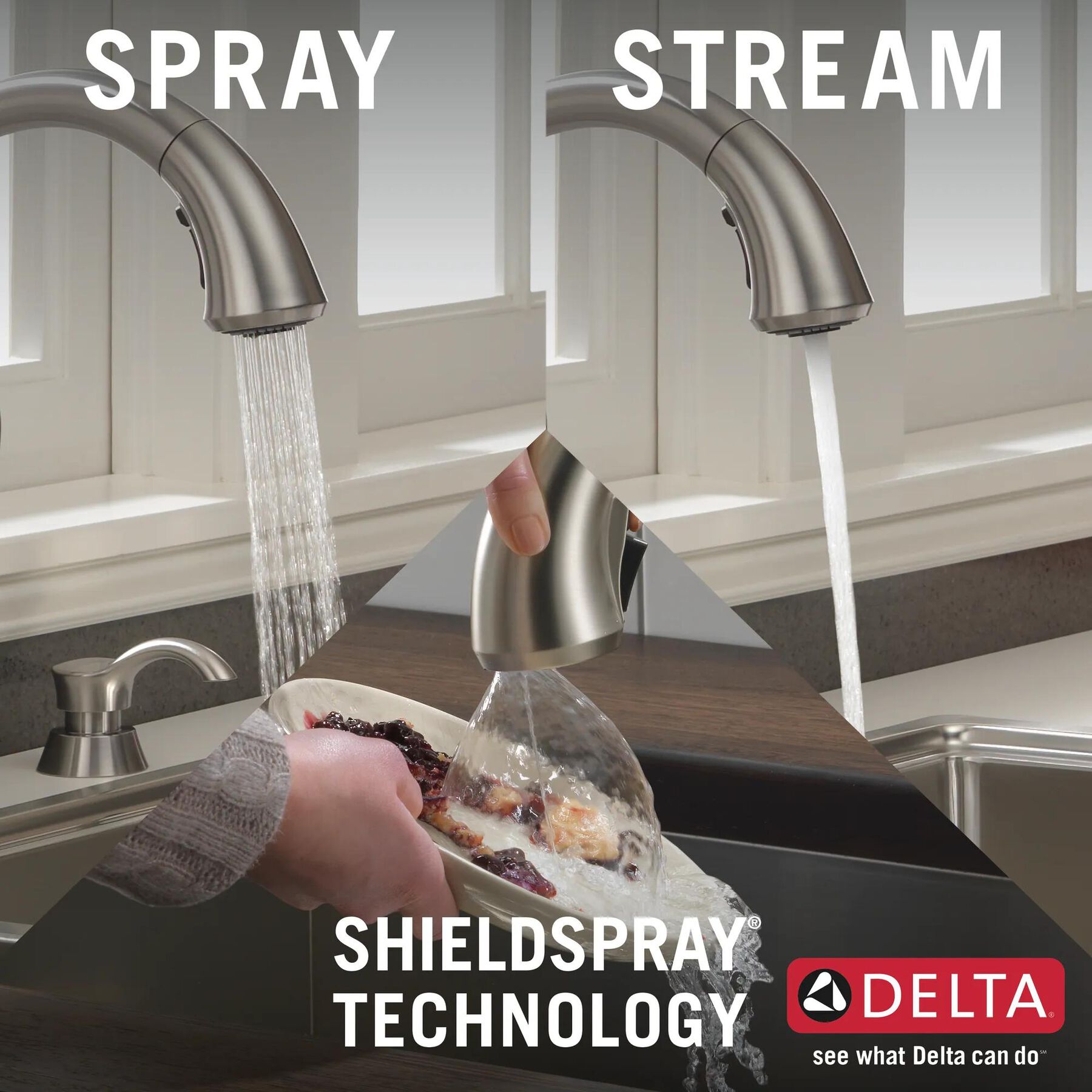 Single Handle Pull-Down Kitchen Faucet with Soap Dispenser and ShieldSpray&reg; Technology (Recertified)