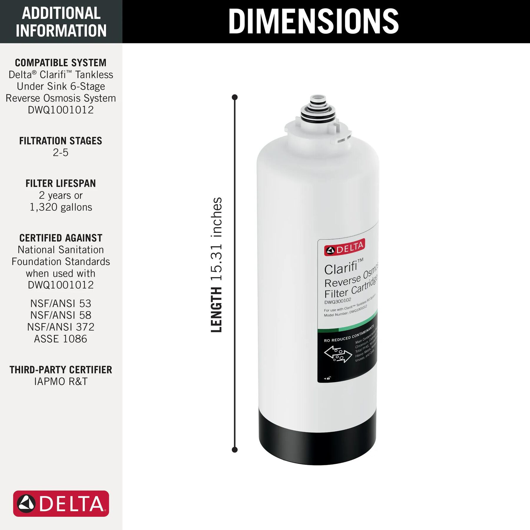 Reverse Osmosis Water Filter Replacement Cartridge