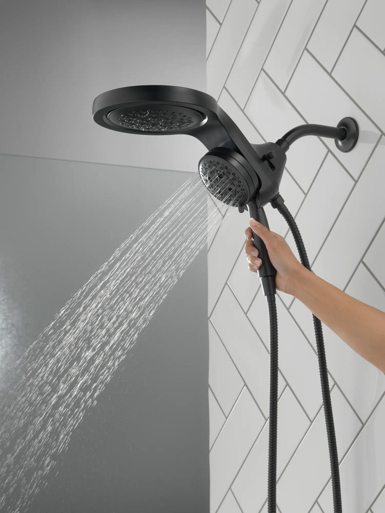 HydroRain&reg; H<sub>2</sub>Okinetic&reg; 5-Setting Two-in-One Shower Head