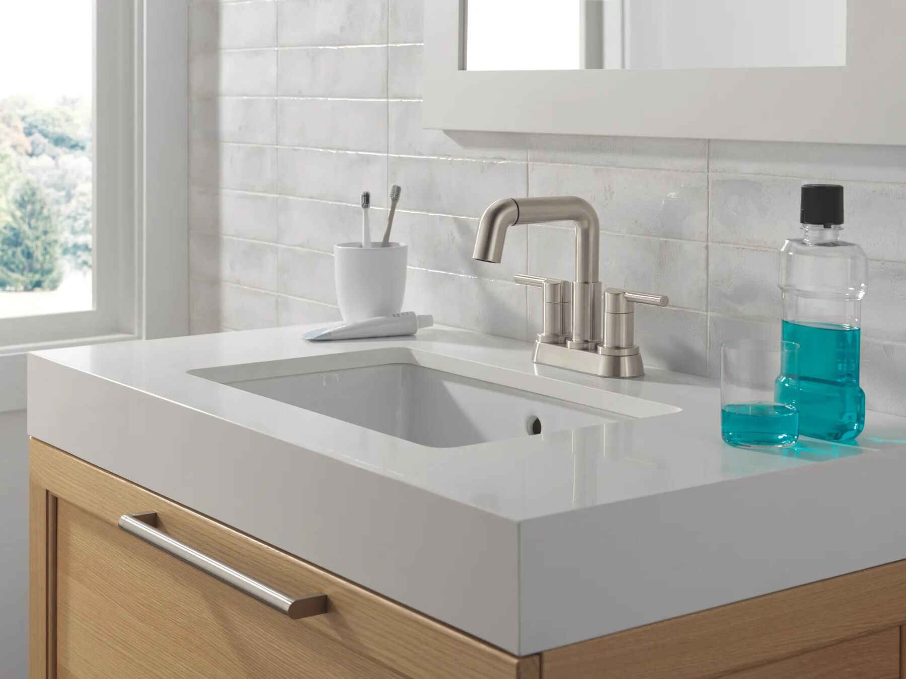 Two Handle Centerset Pull-Down Bathroom Faucet