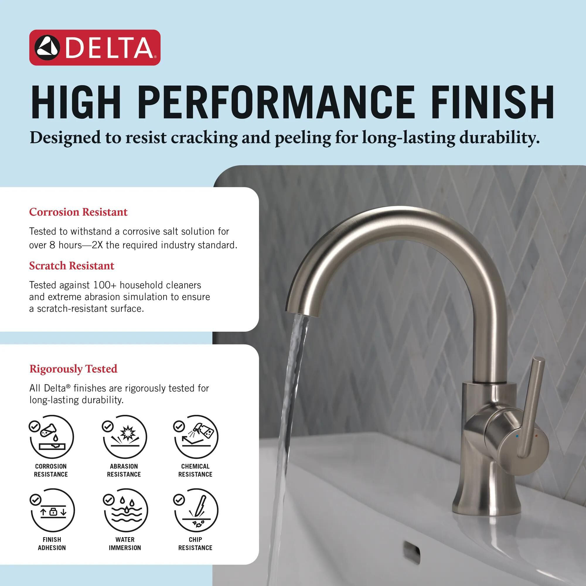 Single Handle High-Arc Bathroom Faucet in Stainless 559HA-SS-DST