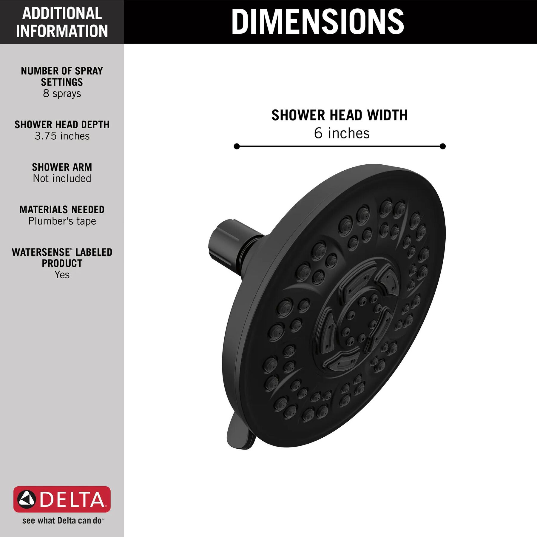 Shower Head 1.75 GPM 8-Setting (Recertified)
