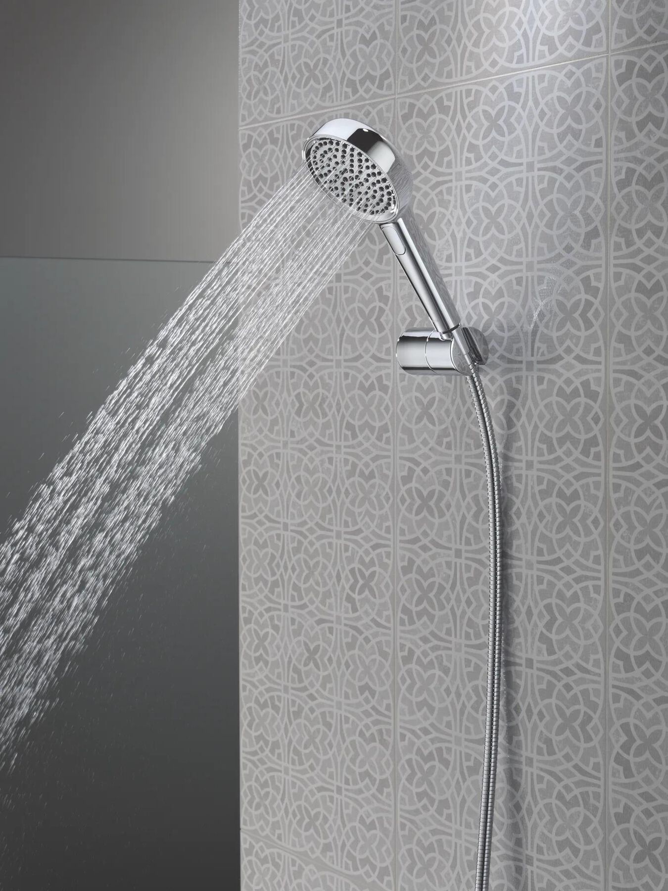 4-Setting Hand Shower with Wall Mount featuring FeatherRain&trade; Spray