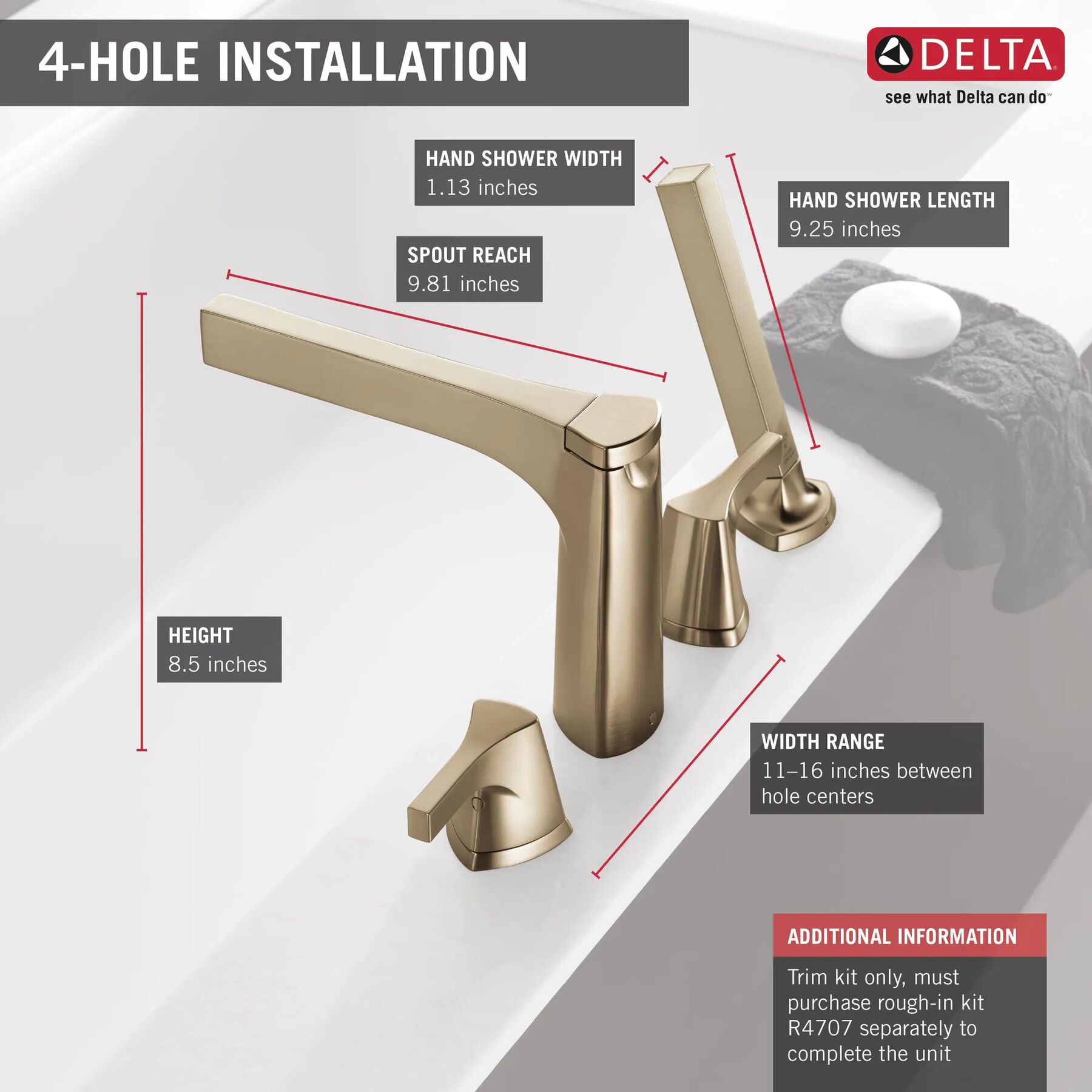 4-hole Roman Tub with Handshower Trim (Recertified)