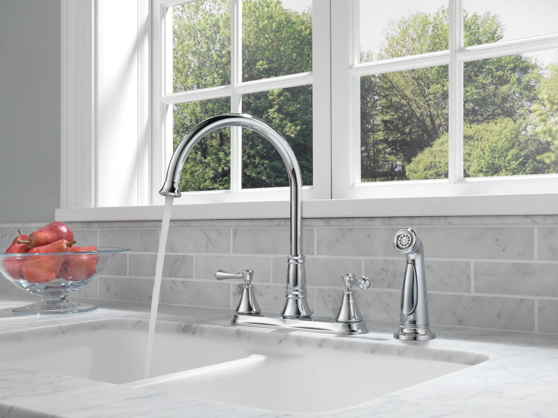 Two Handle Kitchen Faucet with Spray (Recertified)