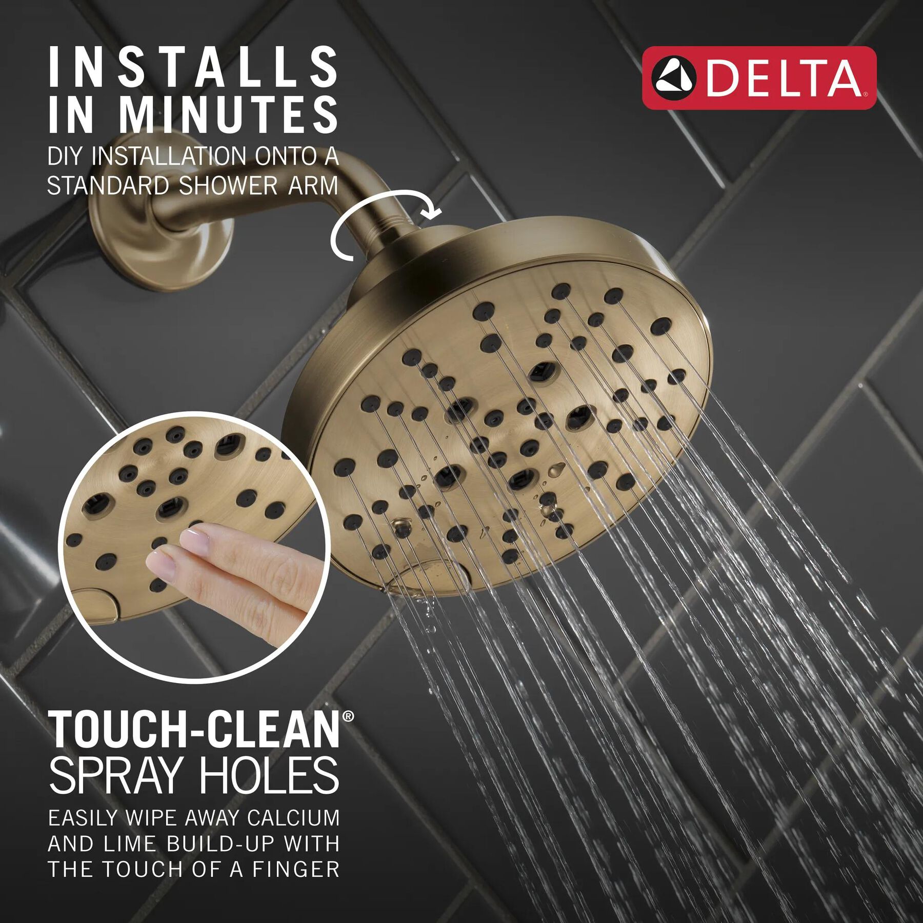 H<sub>2</sub>Okinetic&reg; 5-Setting Contemporary Raincan Shower Head