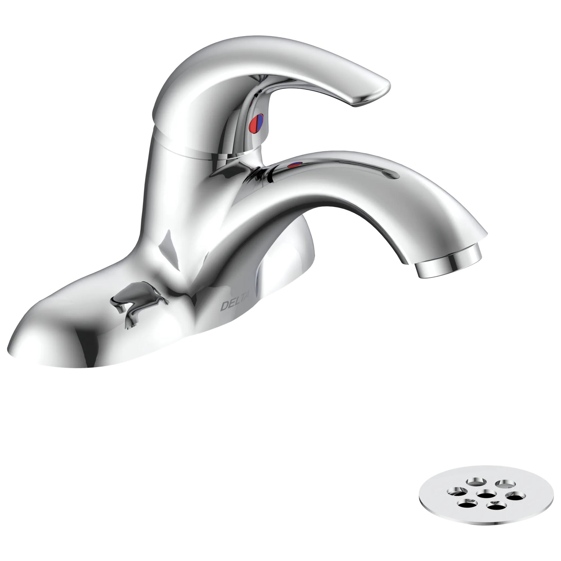 Single Handle Centerset Bathroom Faucet with Offset Grid Strainer