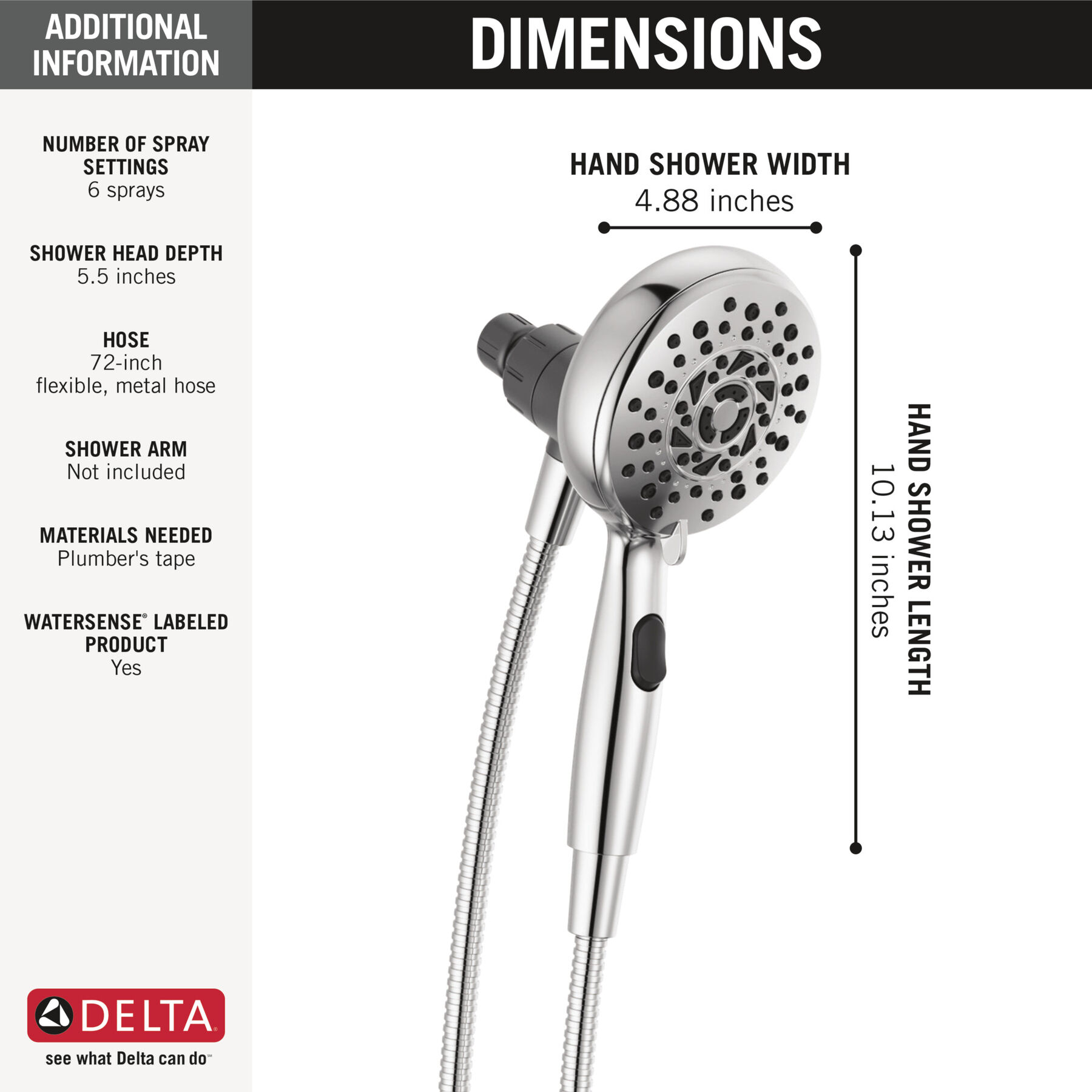6-Setting SureDock&reg; Magnetic Hand Shower (Recertified)