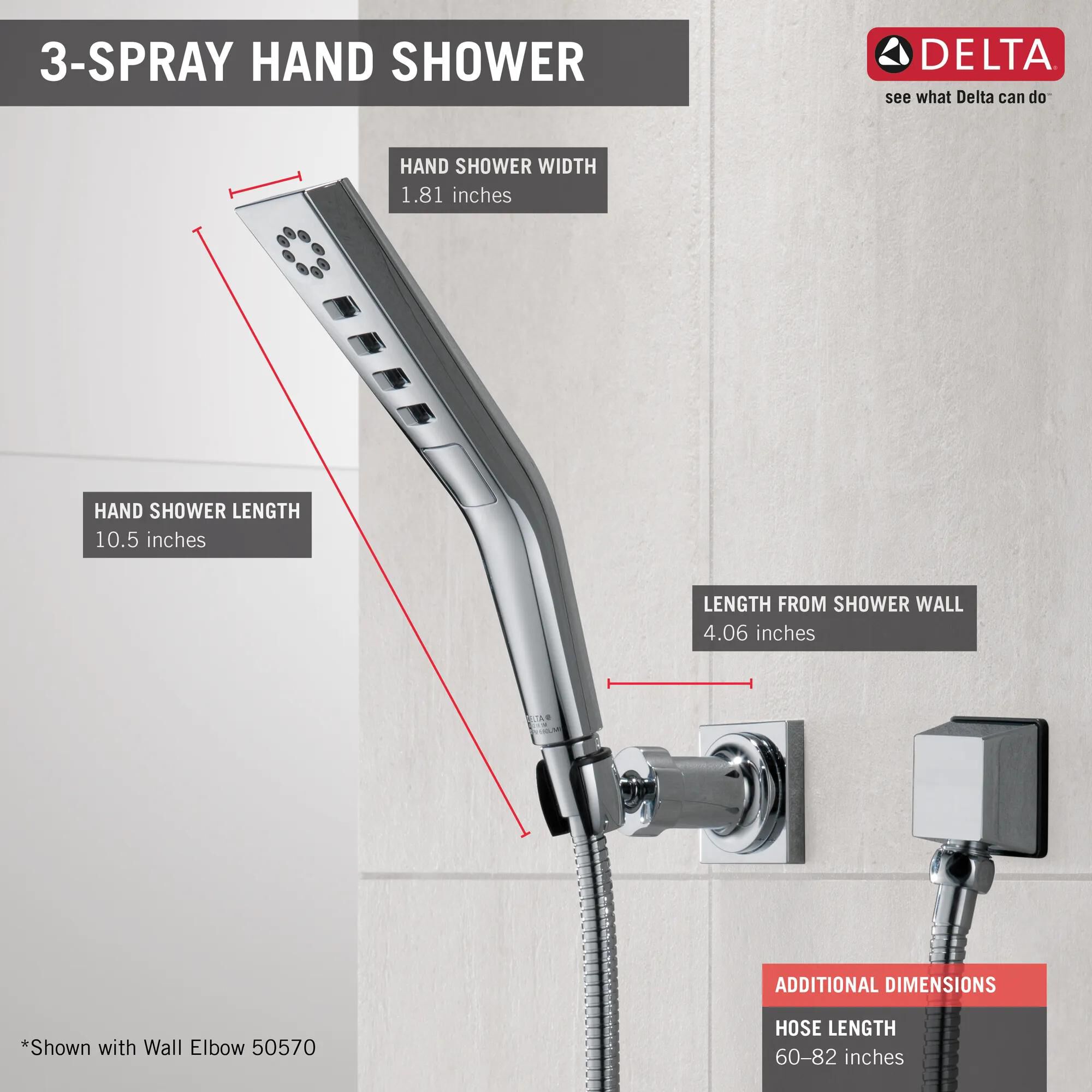 H2Okinetic® 3-Setting Wall Mount Hand Shower in Chrome 55799