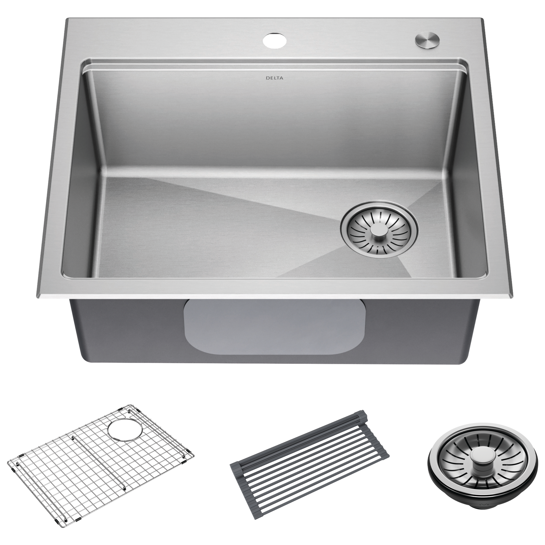 25&rdquo; Stainless Steel Workstation Kitchen Sink Drop-In Undermount Single Bowl with WorkFlow&trade; Ledge and Accessories