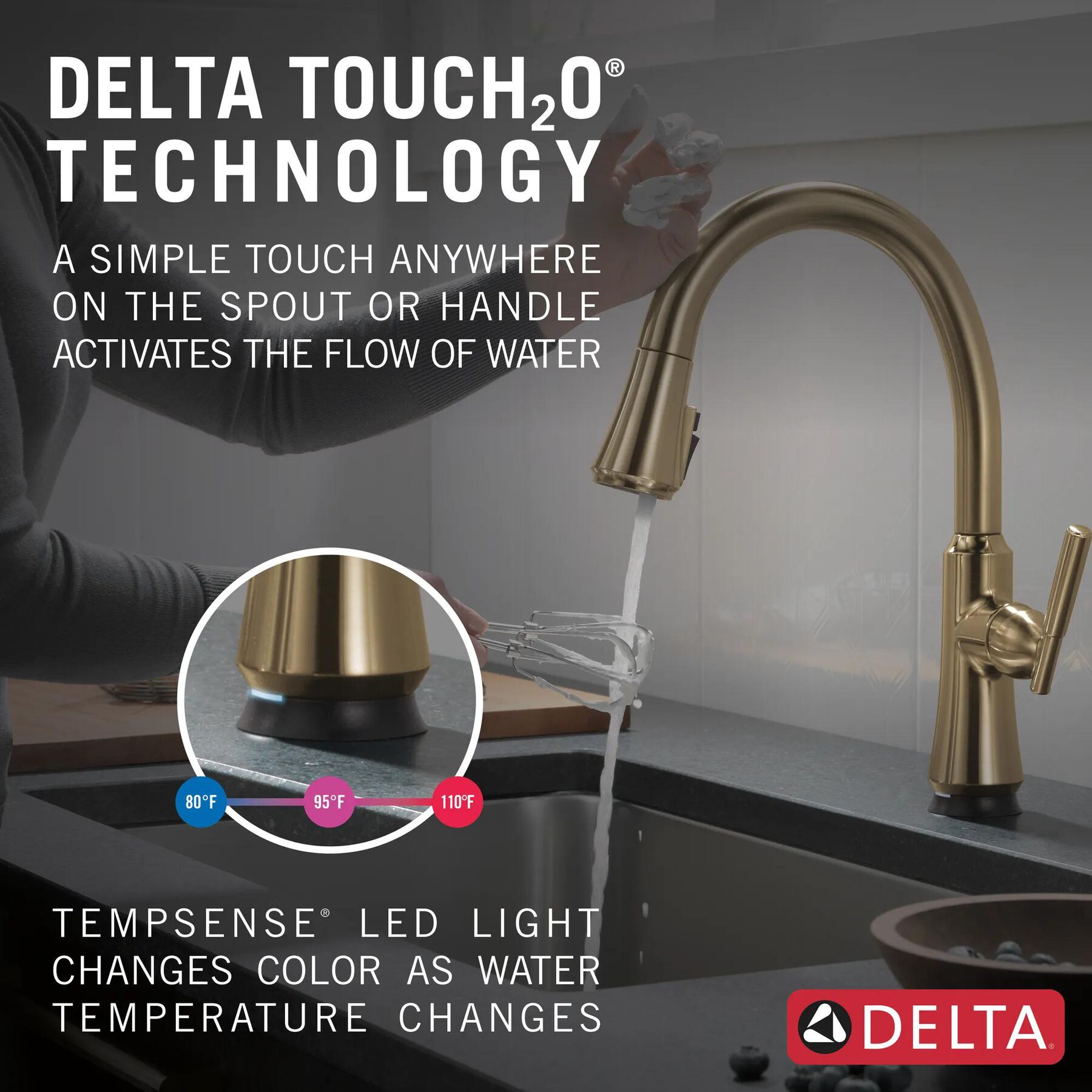Single Handle Pull-Down Kitchen Faucet with Touch<sub>2</sub>O&reg; Technology Technology