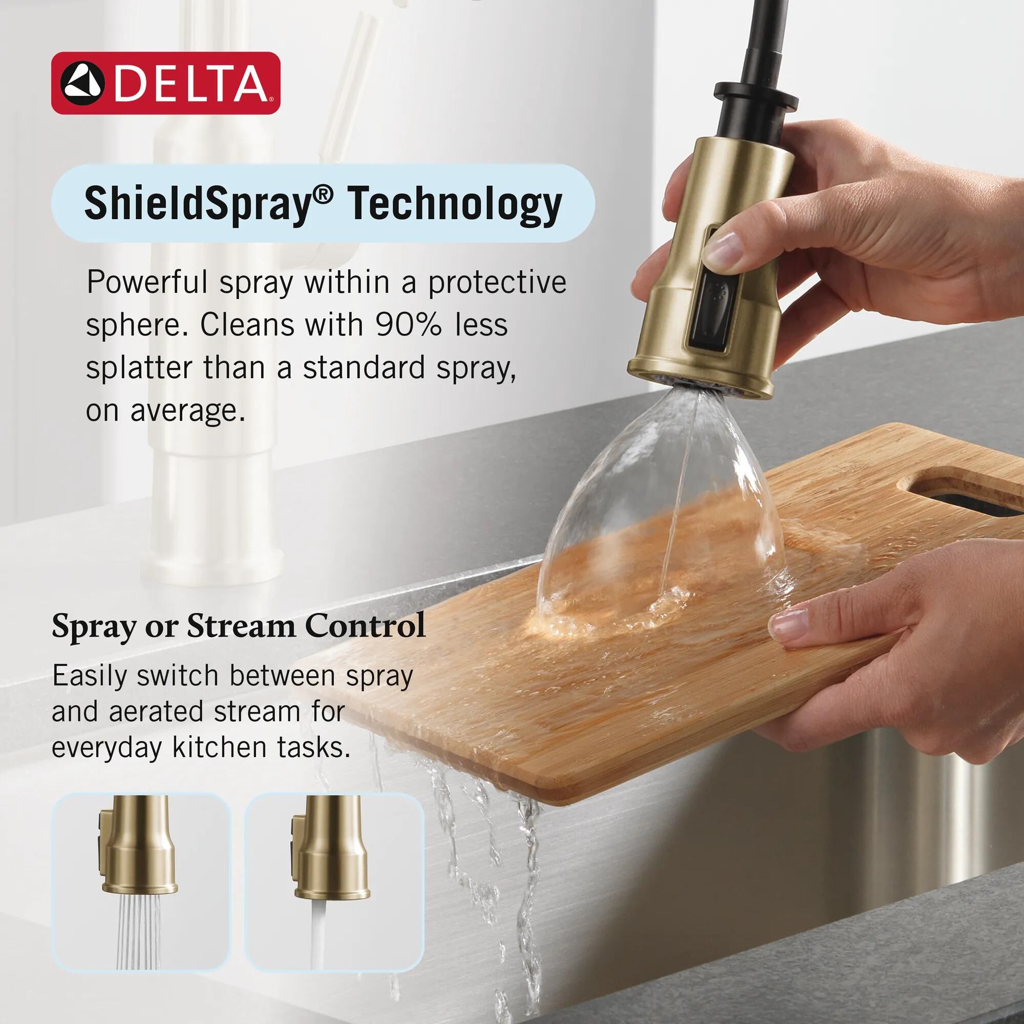 Single-Handle Pull-Down Spring Kitchen Faucet in Champagne Bronze