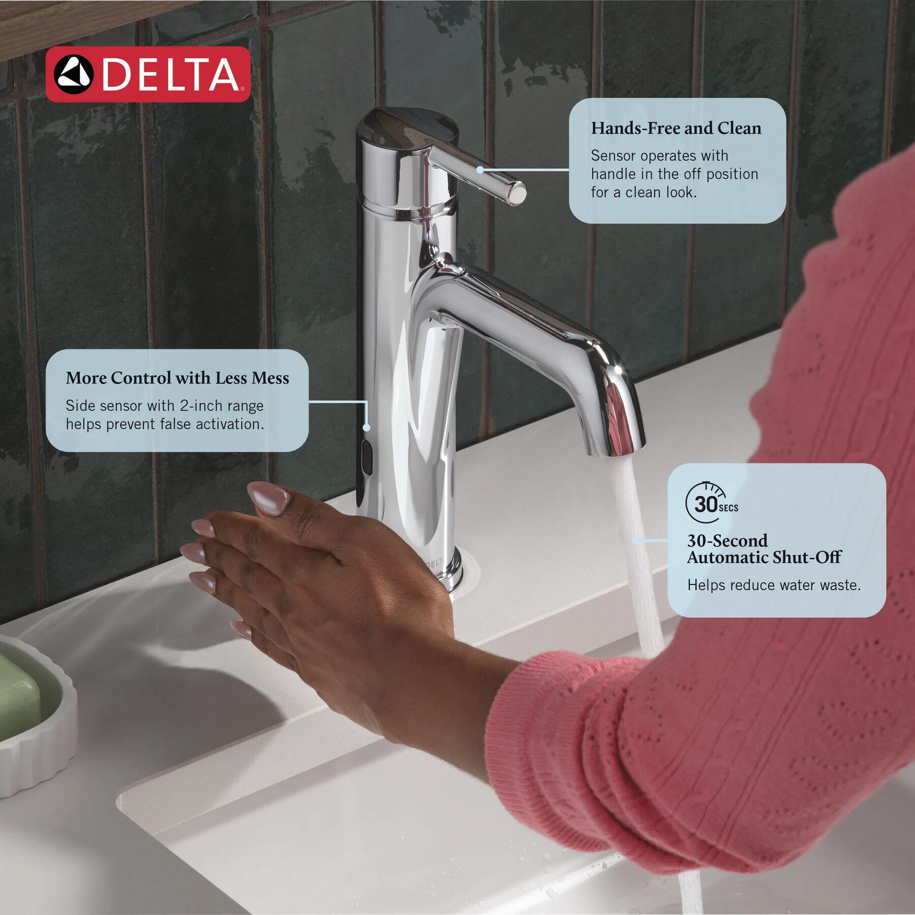 Sense2O&trade; Bathroom Faucet with Touchless Technology