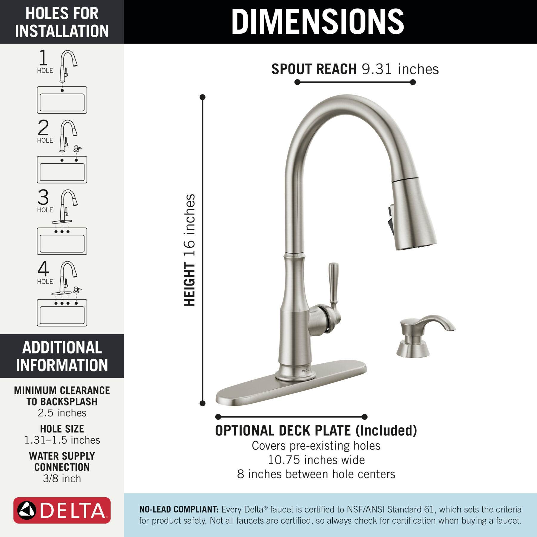 Single Handle Pull-Down Kitchen Faucet with Soap Dispenser and ShieldSpray Technology