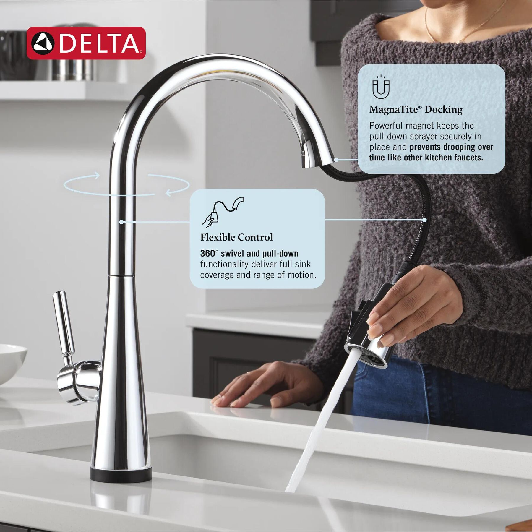 Single Handle Kitchen Pull-Down Faucet with Touch2O Technology