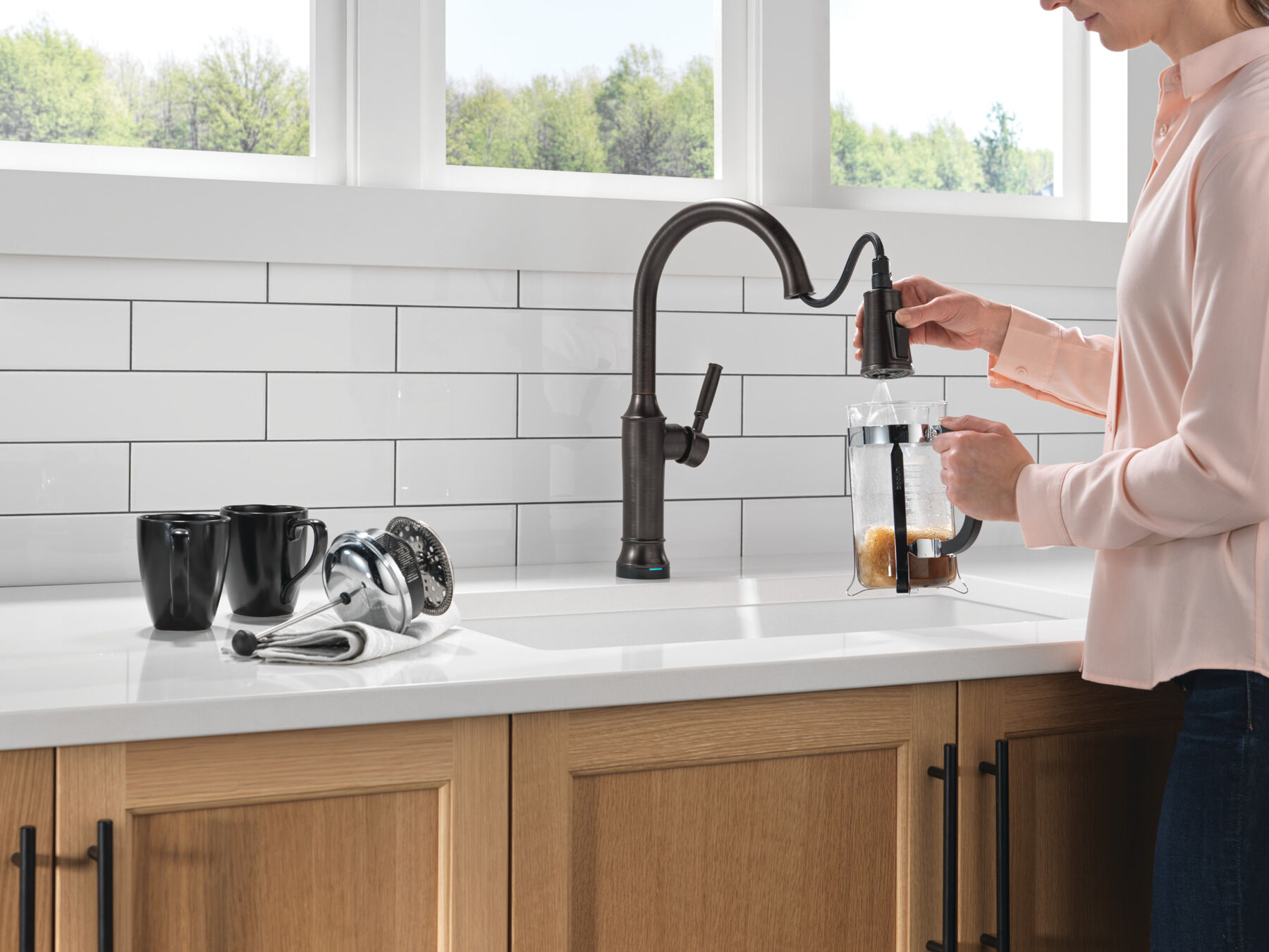 Pull-Down Kitchen Single Handle with Soap Dispenser Bundle