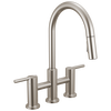 Two Handle Pull-Down Bridge Kitchen Faucet
