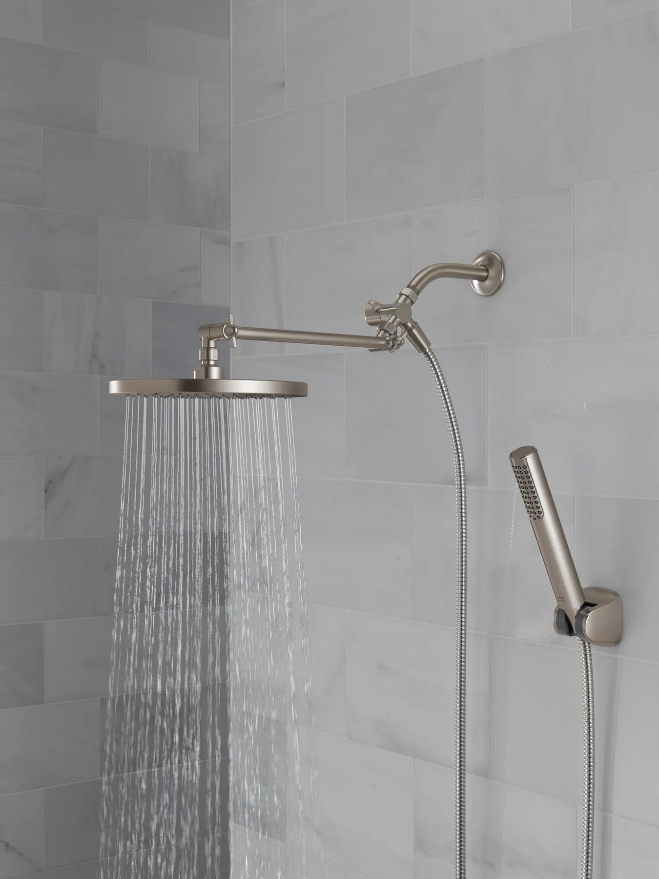Adjustable Raincan Shower Head with Hand Shower