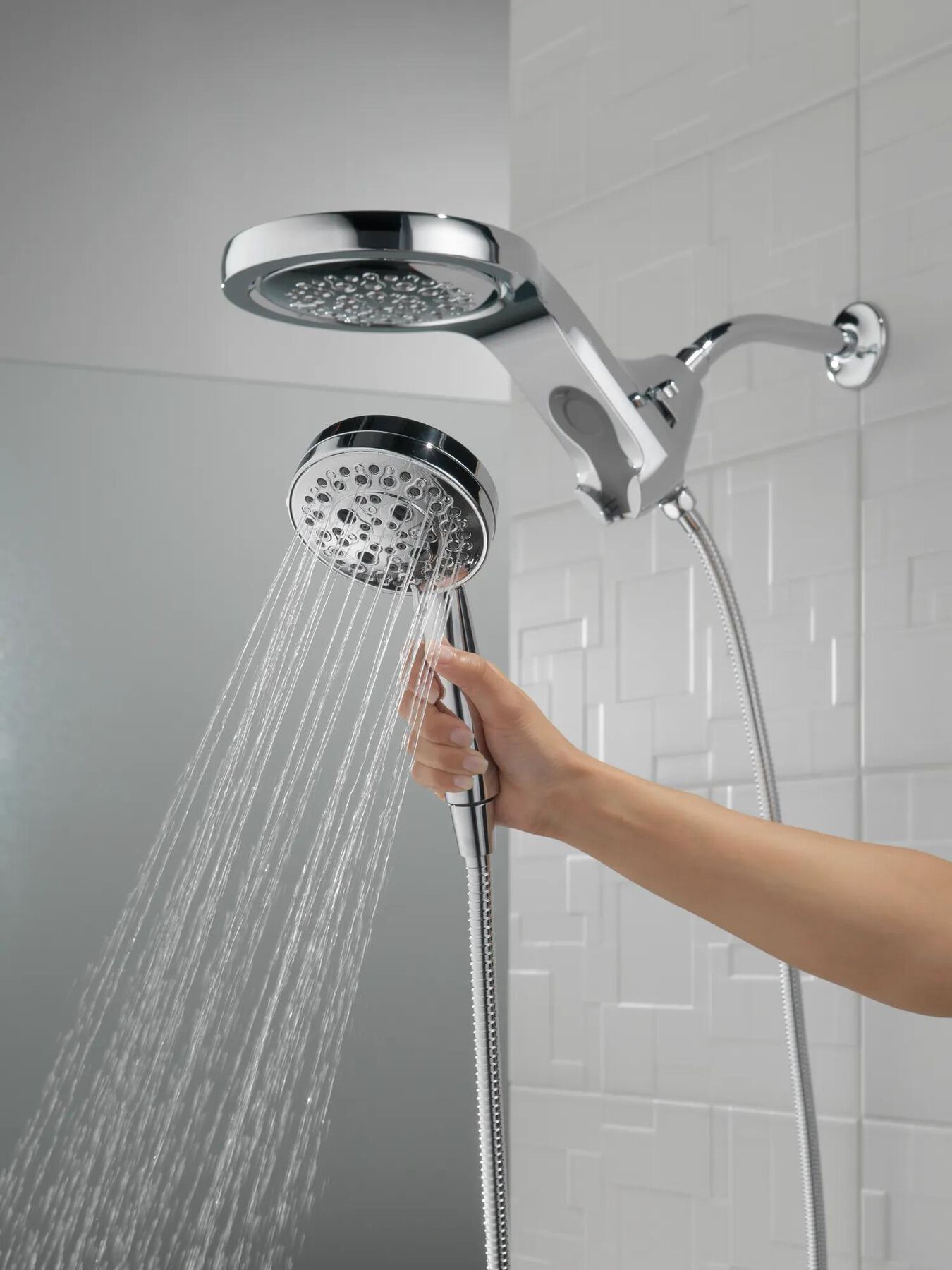 HydroRain&reg; H2Okinetic&reg; 5-Setting Two-in-One Shower Head (Recertified)