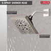 H<sub>2</sub>Okinetic&reg; 5-Setting Angular Modern Raincan Shower Head