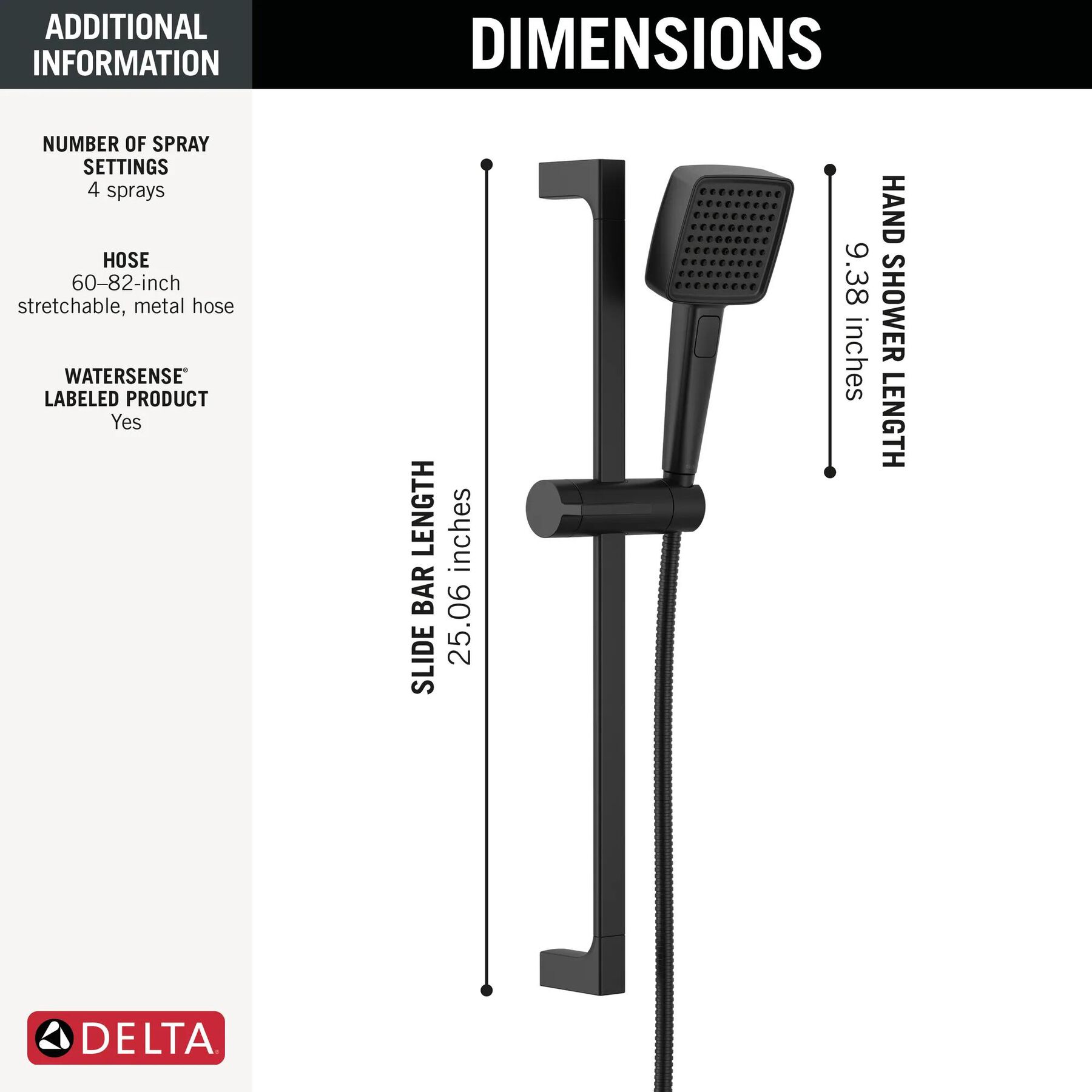 4-Setting Hand Shower with Slide Bar featuring FeatherRain&trade; Spray