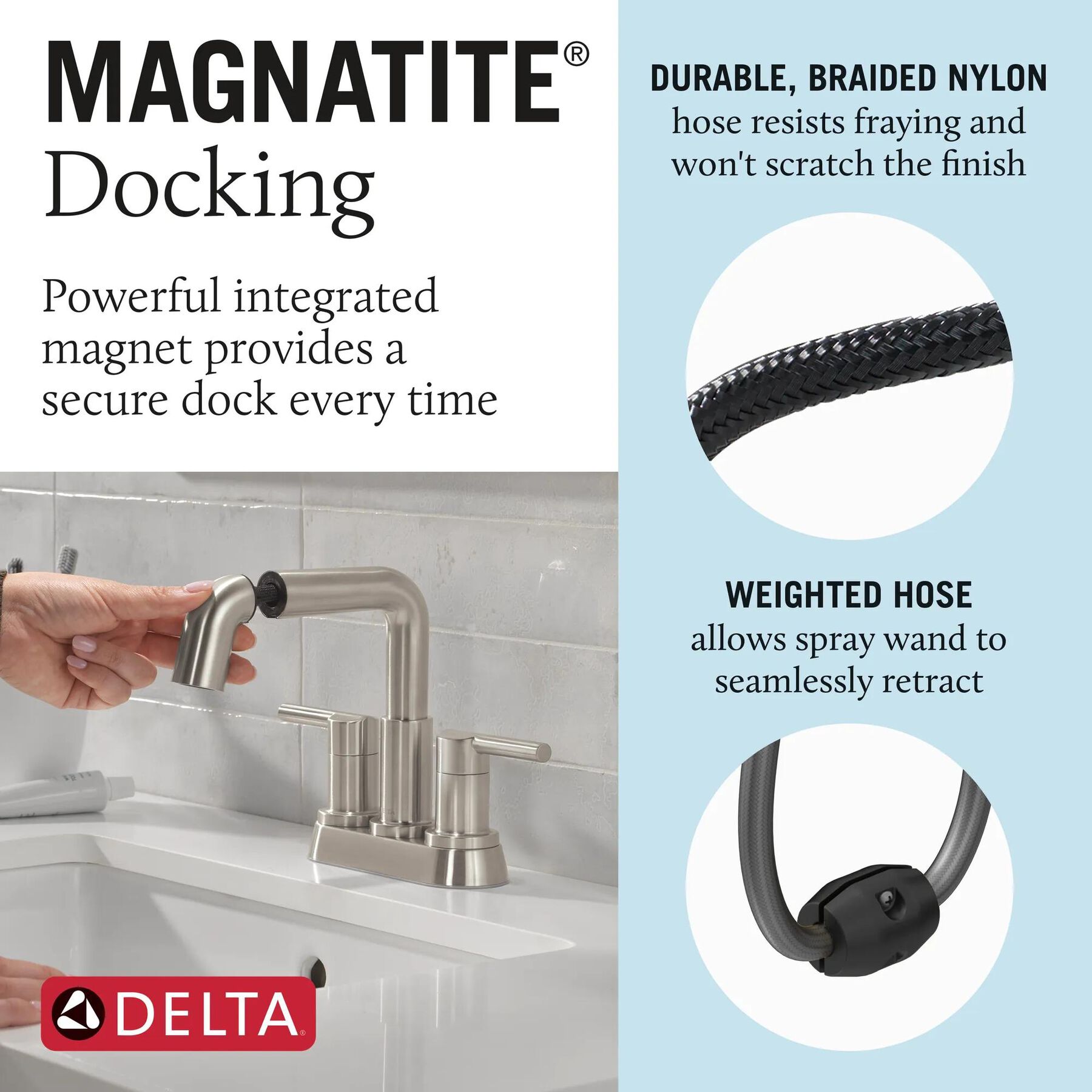 Two Handle Centerset Pull-Down Bathroom Faucet