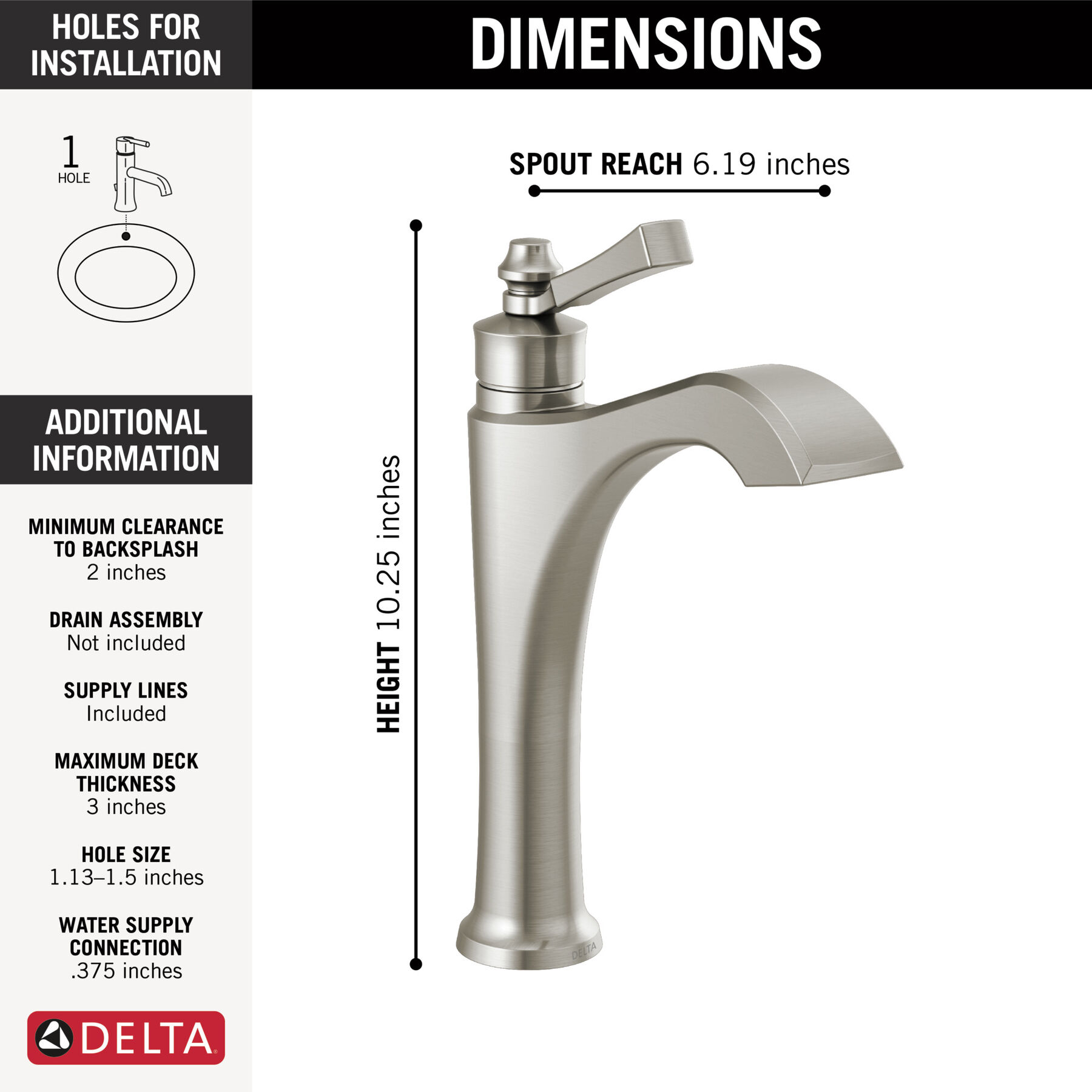 Single Handle Mid-Height Vessel Bathroom Faucet