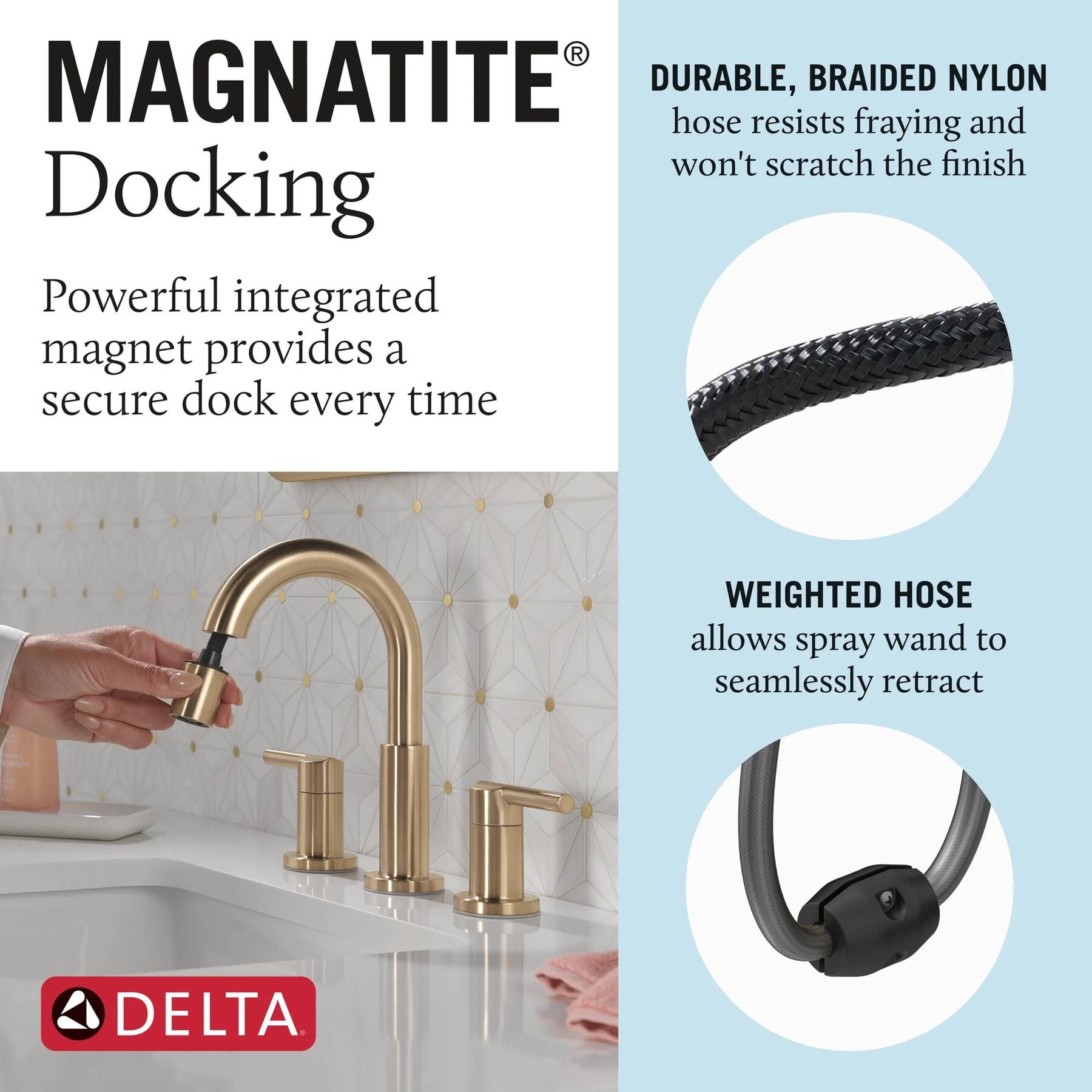 Two Handle Widespread Pull-Down Bathroom Faucet