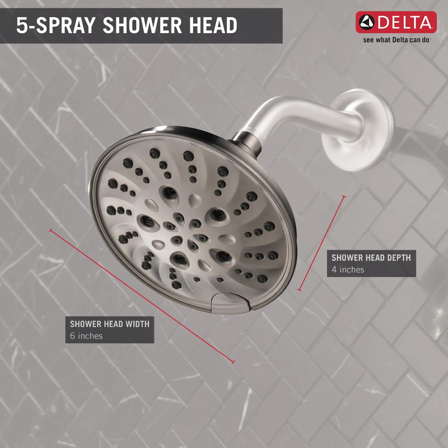 H<sub>2</sub>Okinetic&reg; 5-Setting Traditional Raincan Shower Head (Recertified)