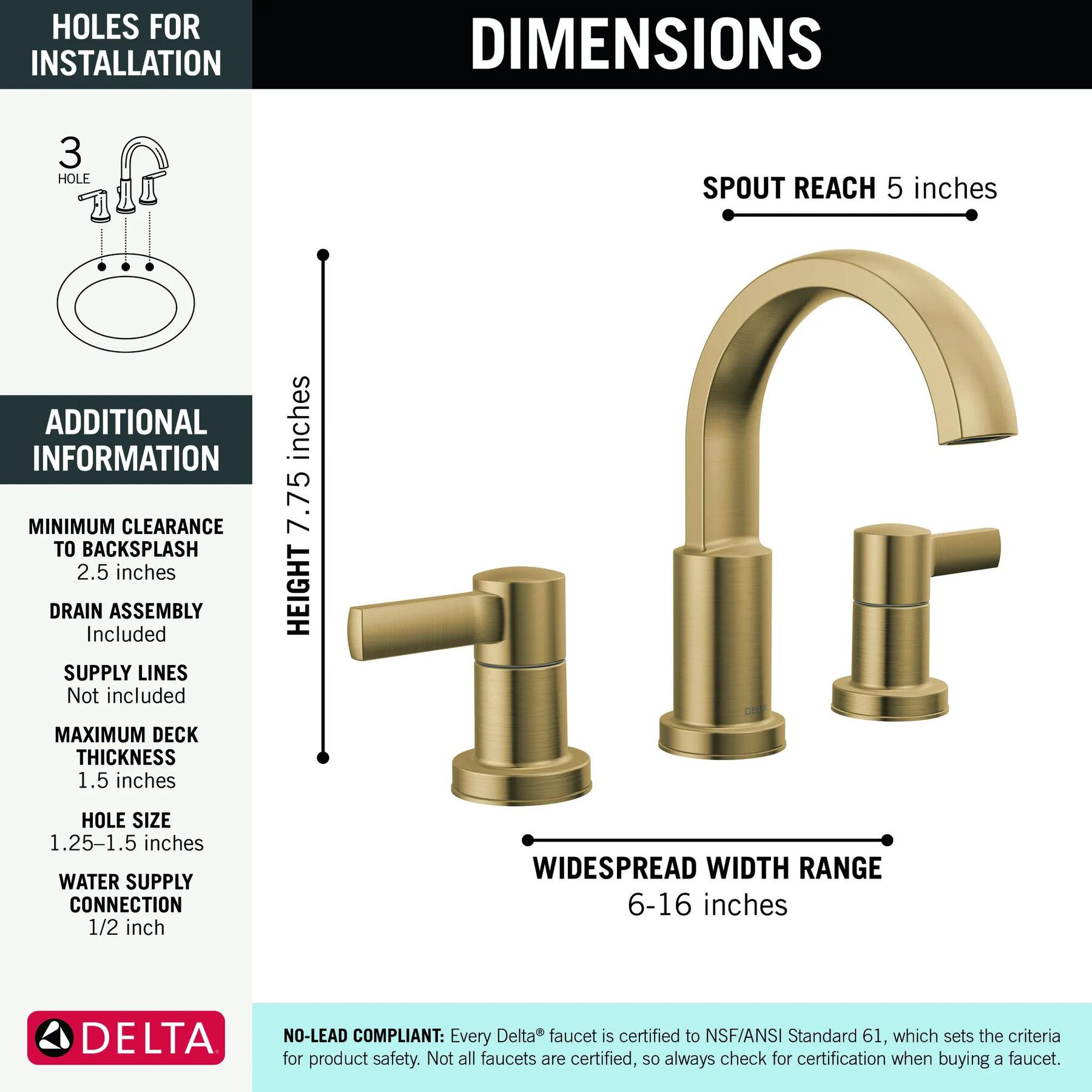 Two Handle Widespread Bathroom Faucet (Recertified)