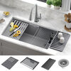 32&rdquo; Granite Composite Workstation Kitchen Sink Undermount Single Bowl with WorkFlow&trade; Ledge and Accessories in Dark Grey